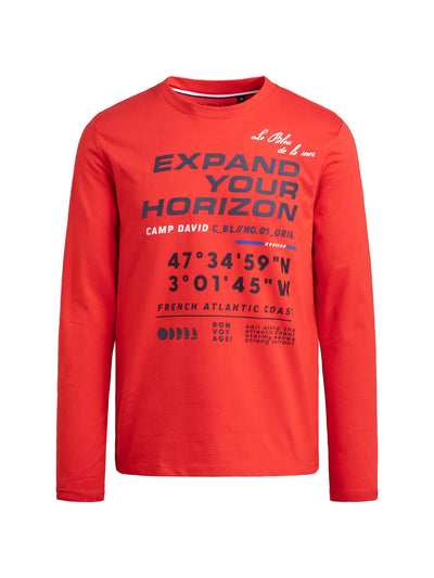 Langarmshirt mit 3D-Rubber-Print blaze coral