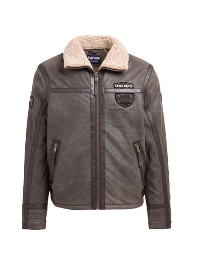 Lederjacke im Aviator-Stil vintage dark brown