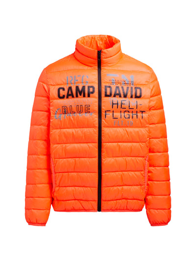 Basic Leichte Steppjacke mit Logo Print neon fire