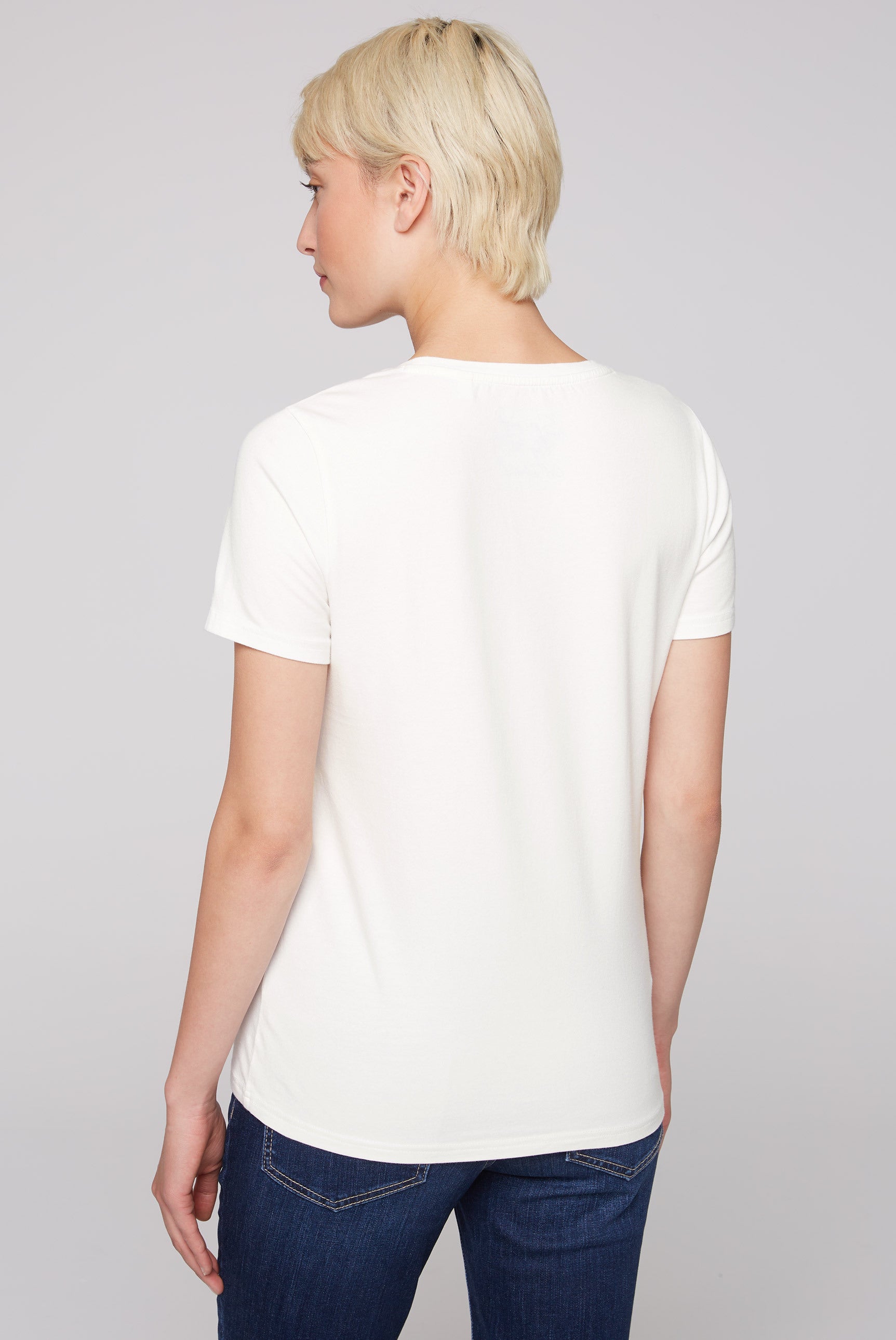 T-Shirt mit Rundhalsausschnitt und Print ivory - 5