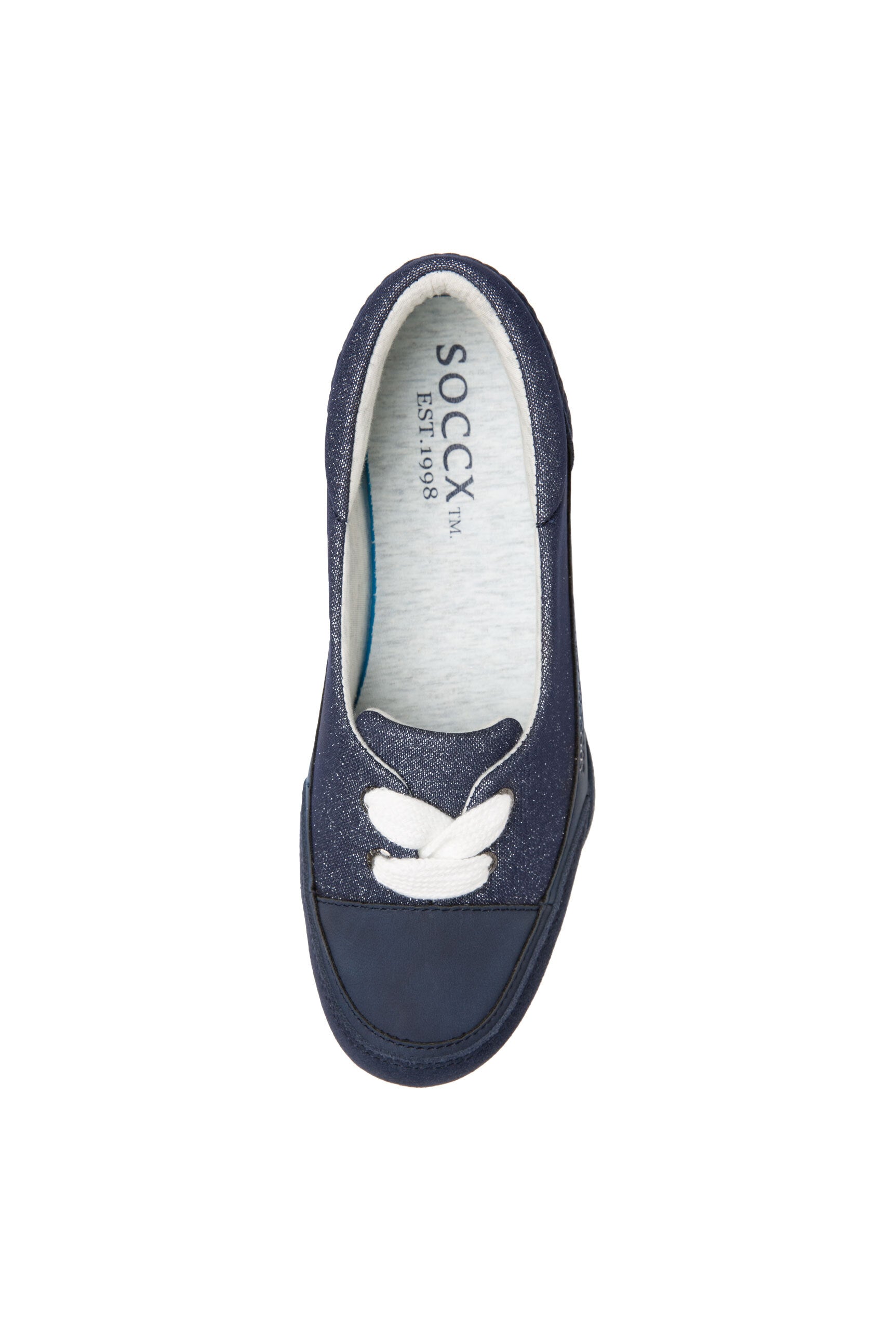 Sportowe baleriny z połączenia różnych materiałów z brokatowymi efektami