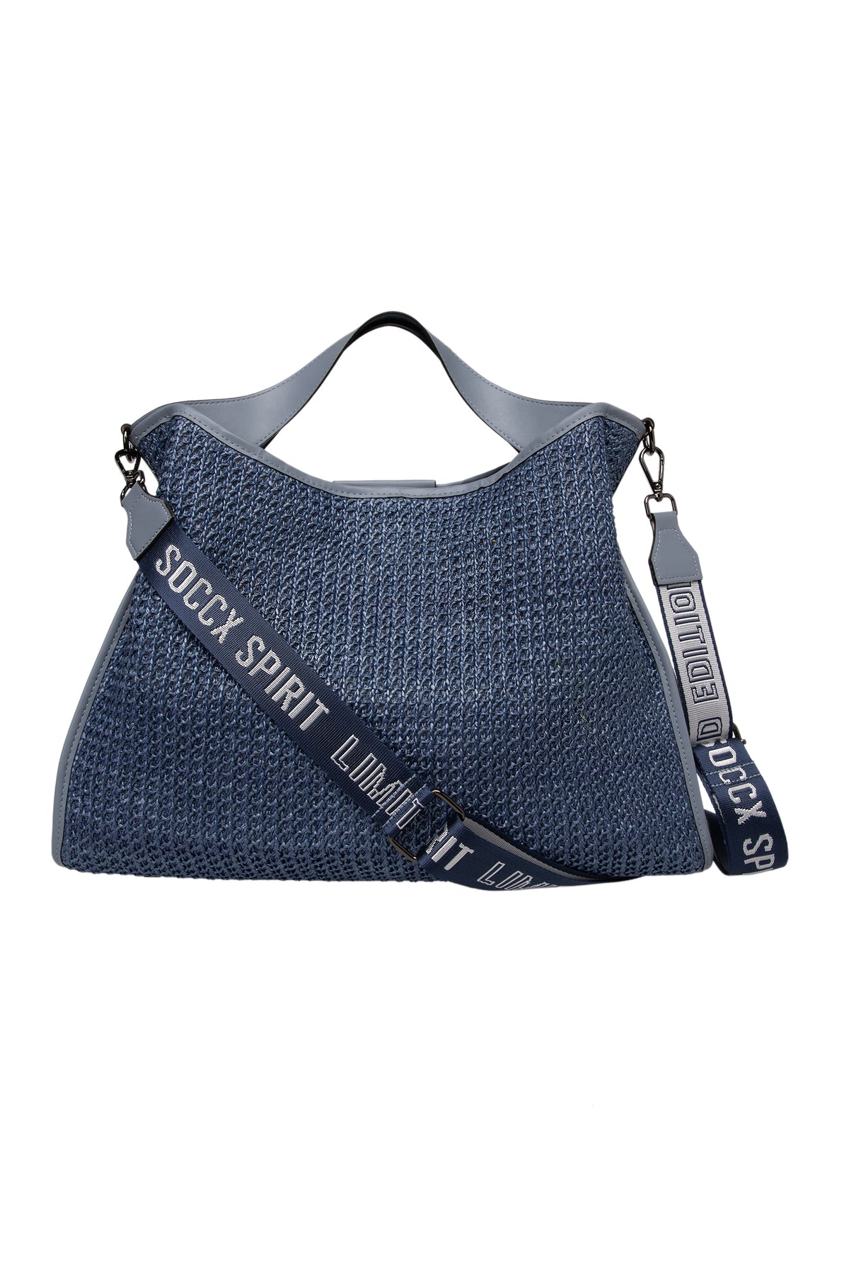 Hobo Bag im Häkel-Design mit Logo-Wechselgurt denim blue - 4