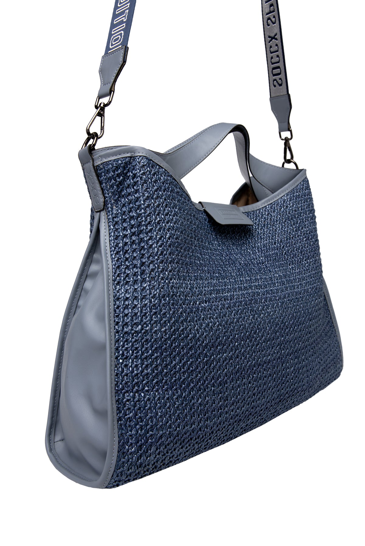 Hobo Bag im Häkel-Design mit Logo-Wechselgurt denim blue - 5