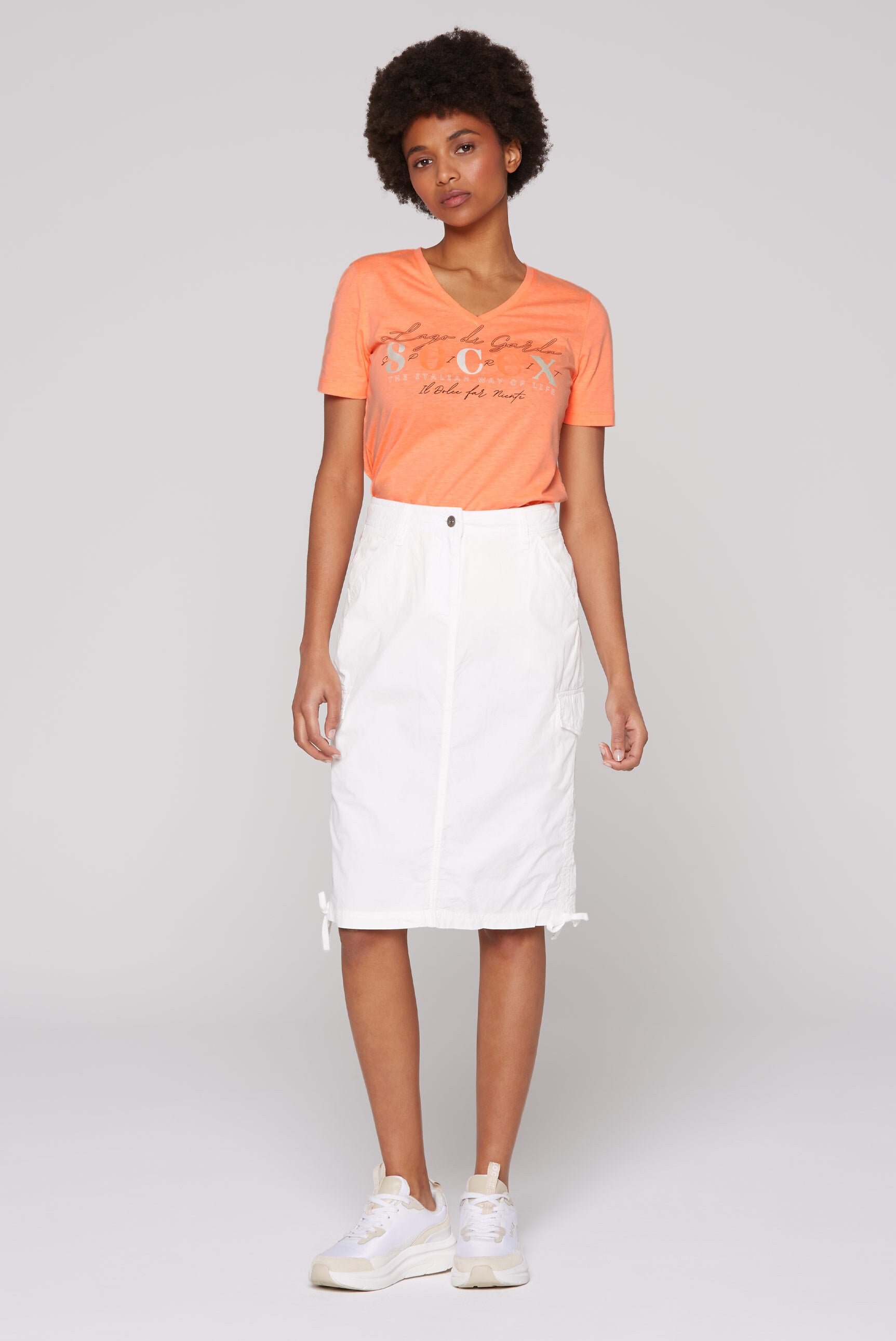 Rock im Cargo-Stil mit Raffungen ivory - 3