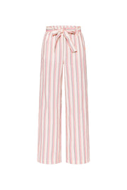 Leinenhose mit bunten Streifen und Bindegürtel ivory stripe