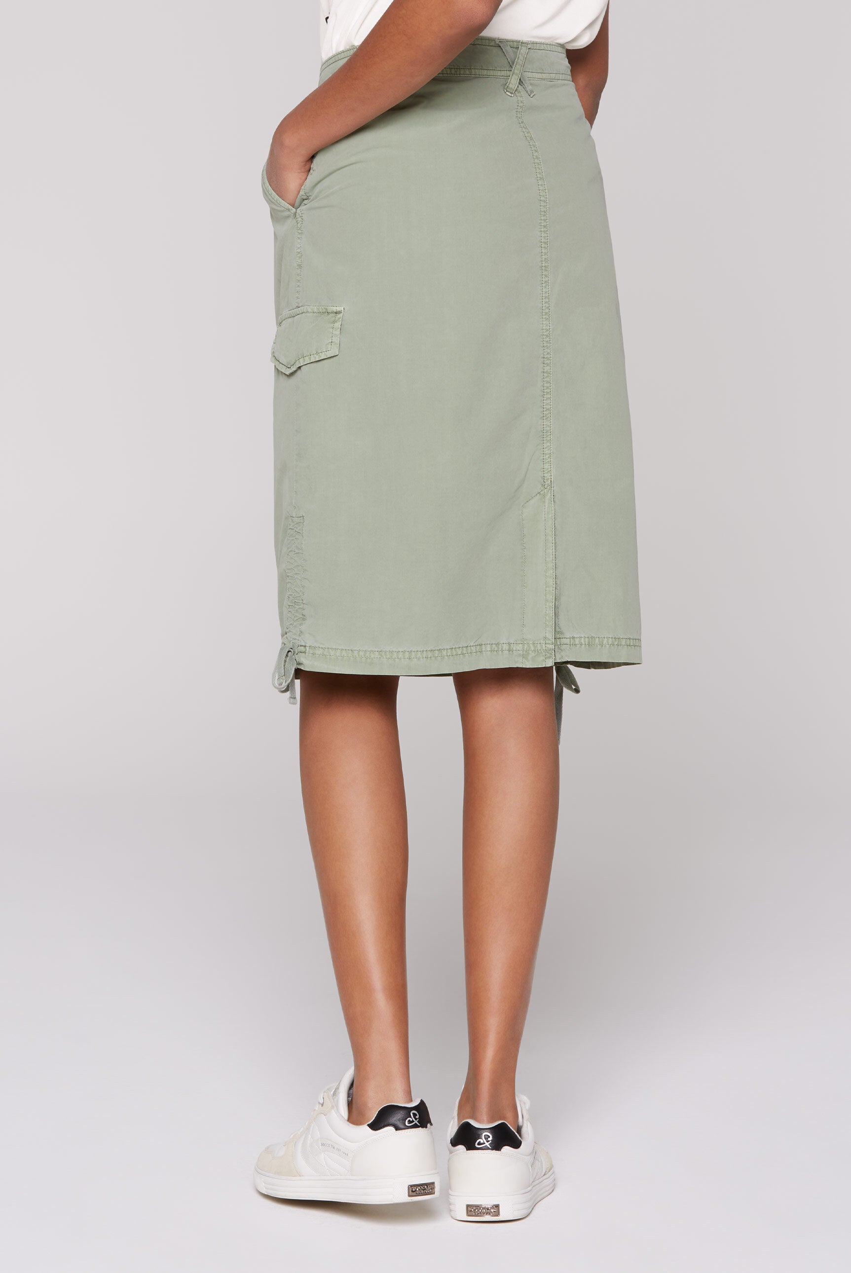 Rock im Cargo-Stil mit Raffungen faded olive