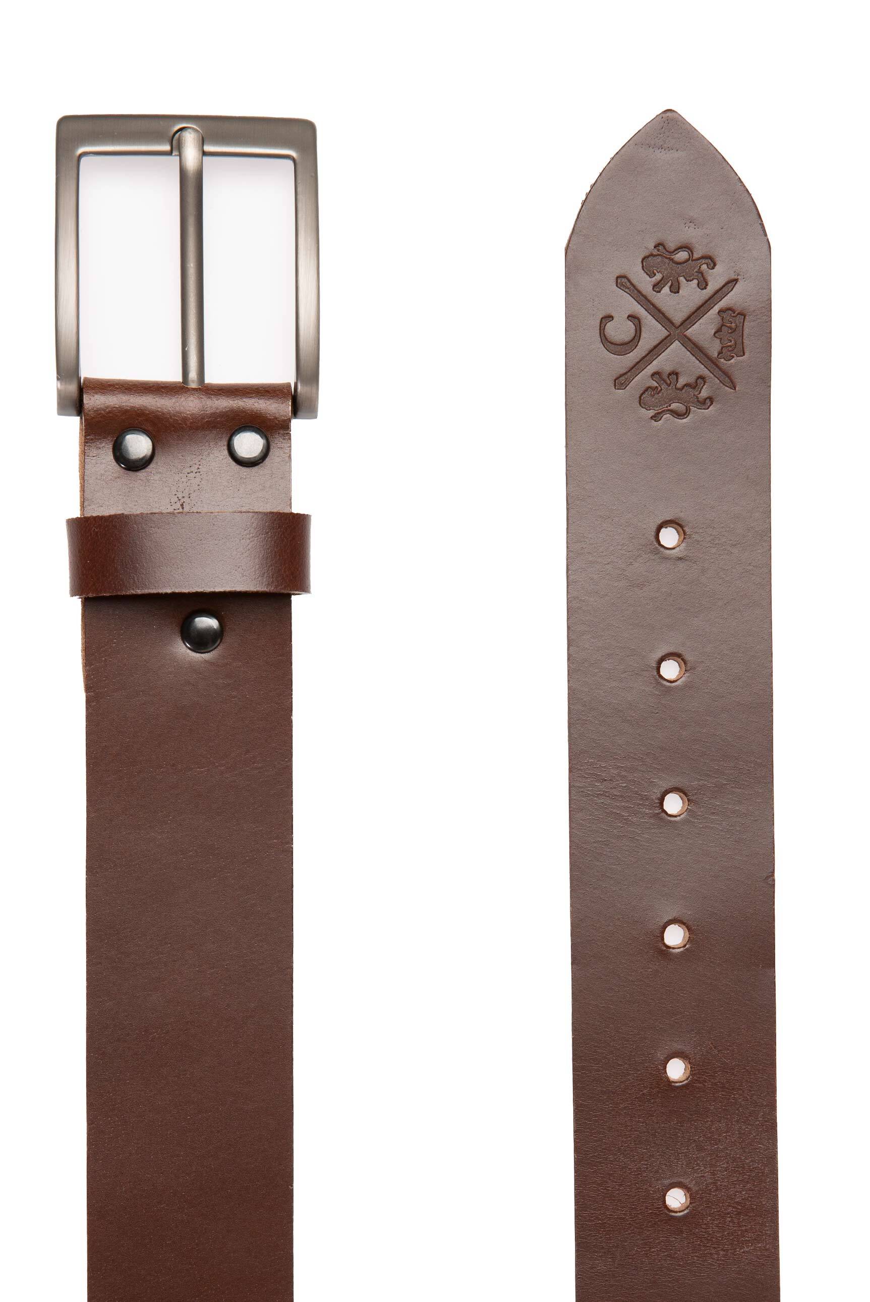 Pasek ze skóry z tłoczeniem logo - 4