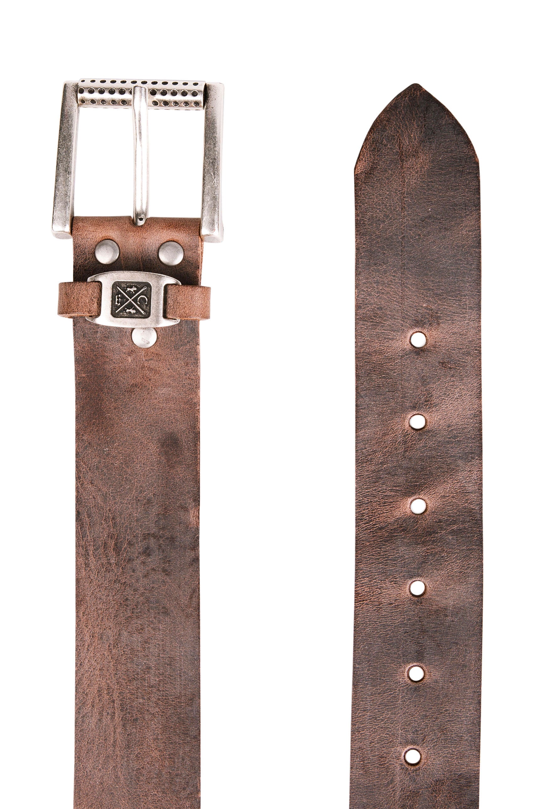 Pasek ze skóry z metalowym logo - 3