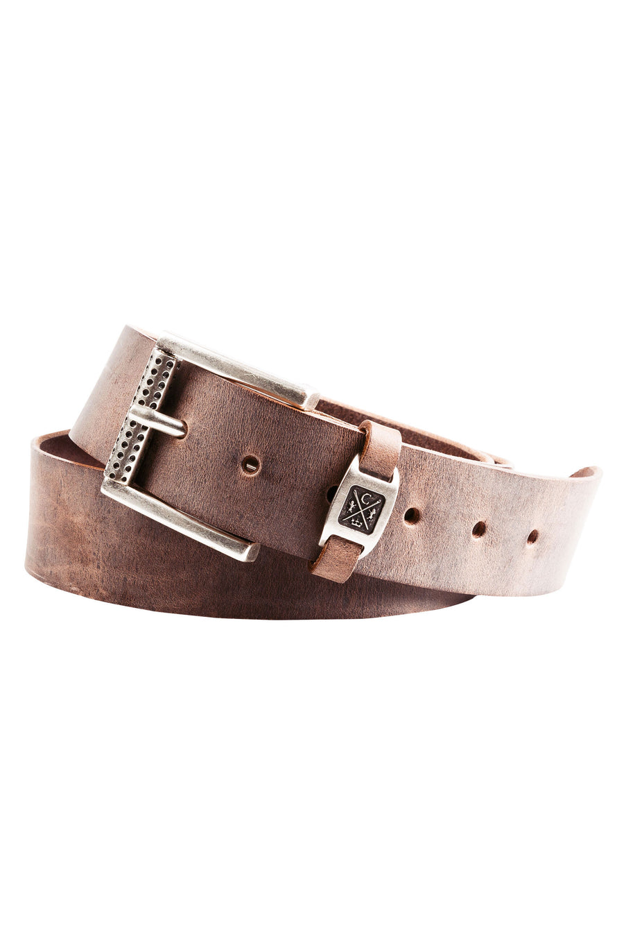 Gürtel aus Leder mit Metall-Logo brown