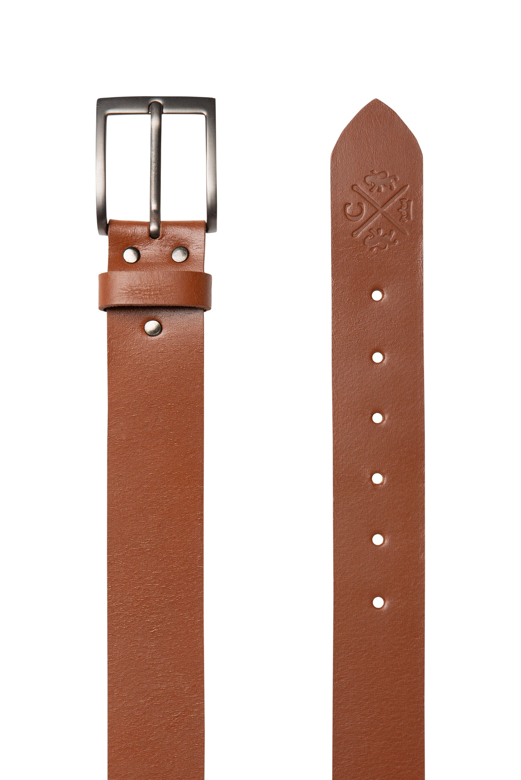 Pasek ze skóry z tłoczeniem logo - 4