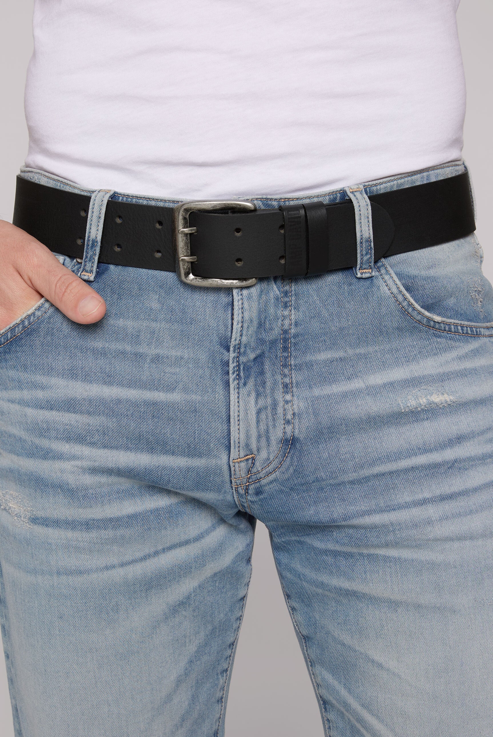 Pasek skórzany z podwójną sprzączką z bolcem - 2