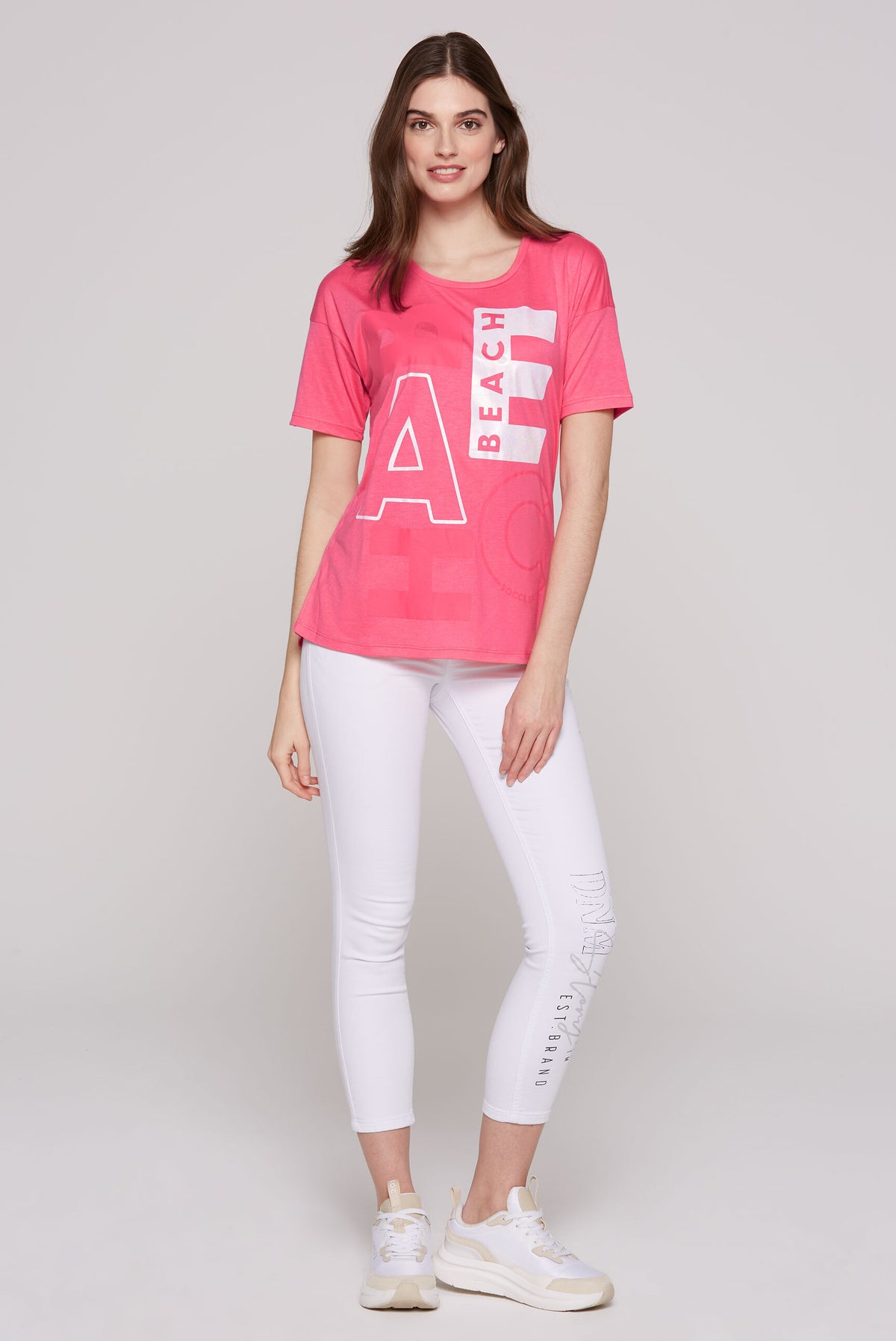 T-Shirt Loose Fit mit Beach Print coral pink