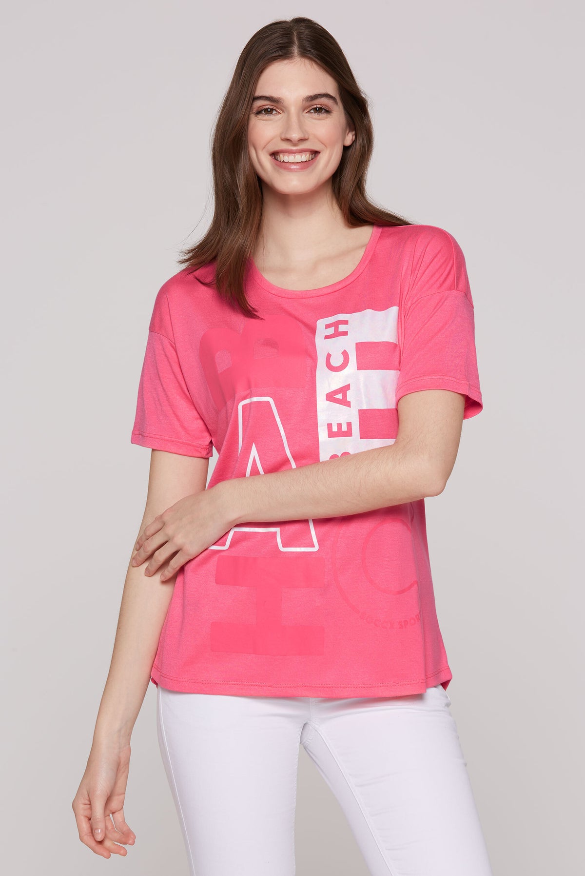 T-Shirt Loose Fit mit Beach Print coral pink - 2
