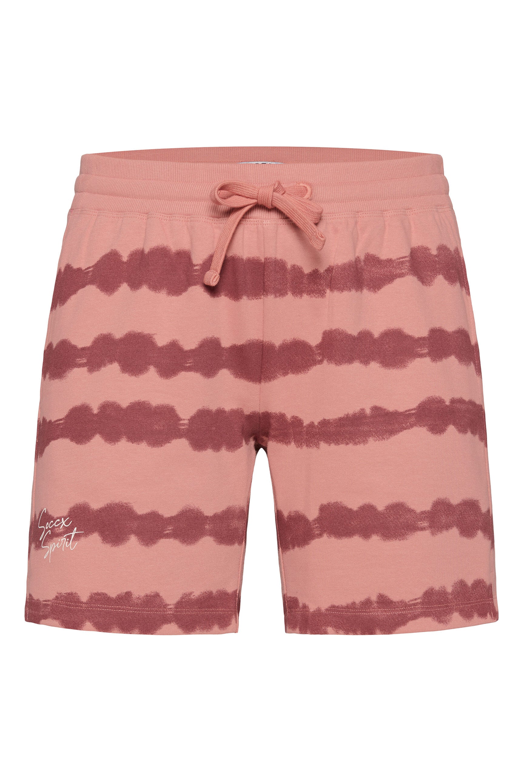 Sweatshorts mit Streifen im Batik-Look beachy red