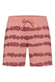 Sweatshorts mit Streifen im Batik-Look beachy red