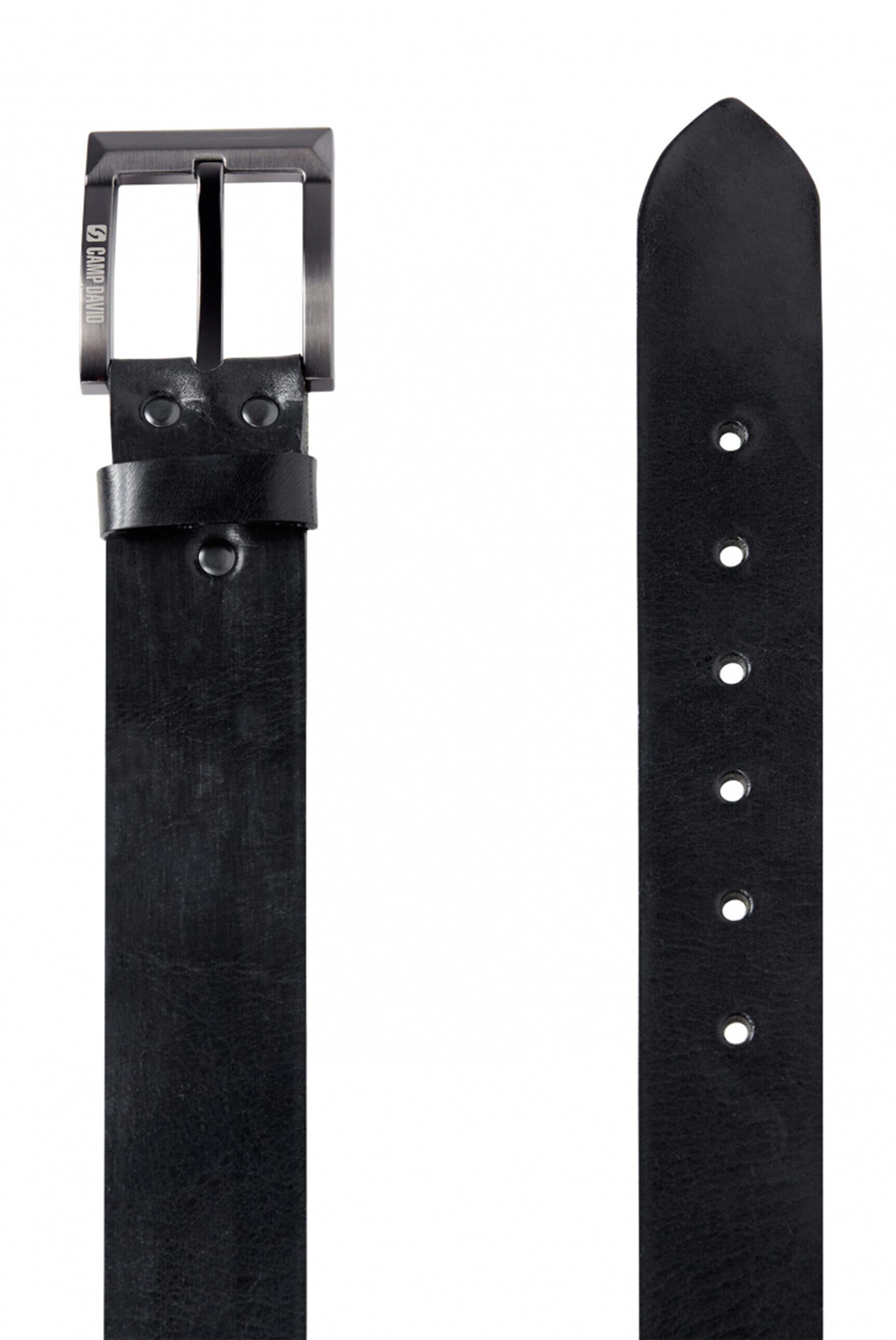 Skórzany pasek z logo na metalowej klamrze - 3