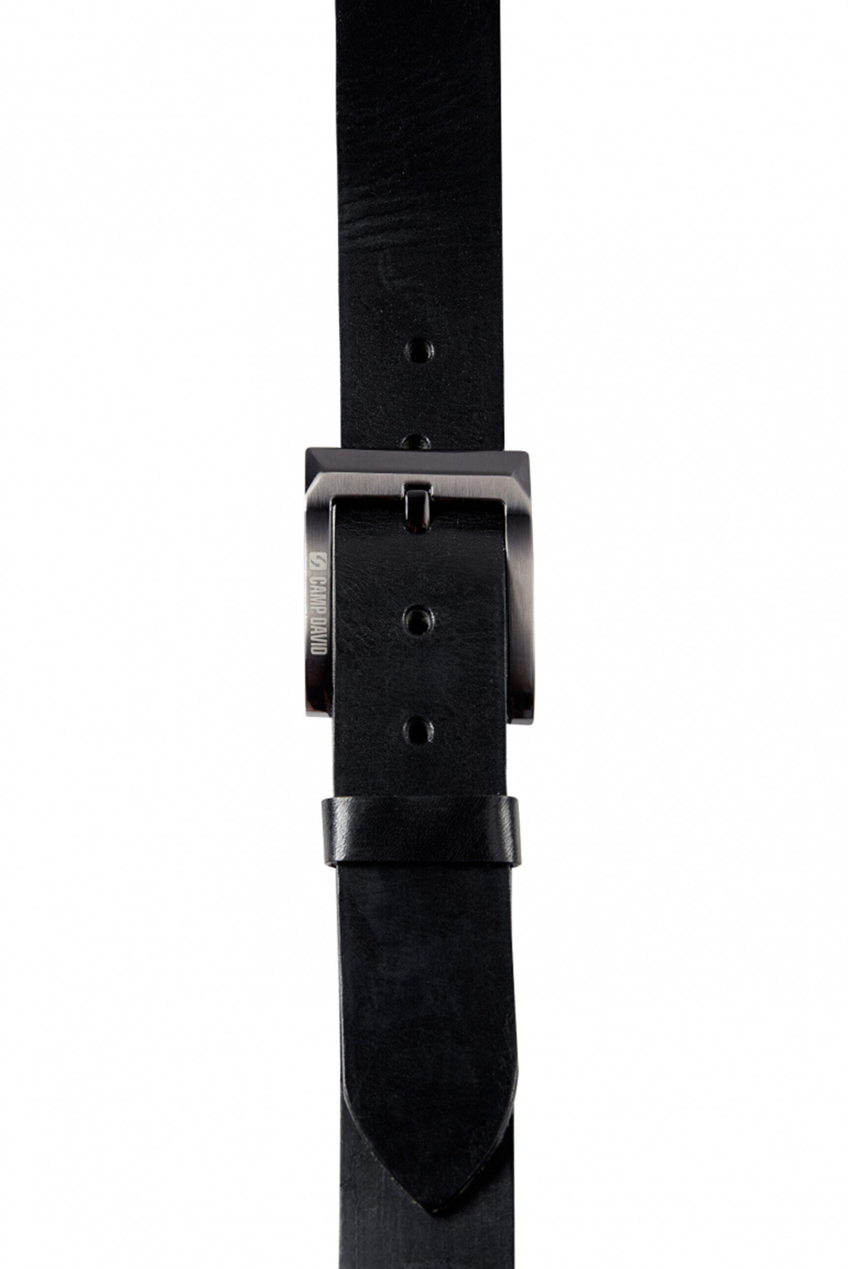 Skórzany pasek z logo na metalowej klamrze - 4