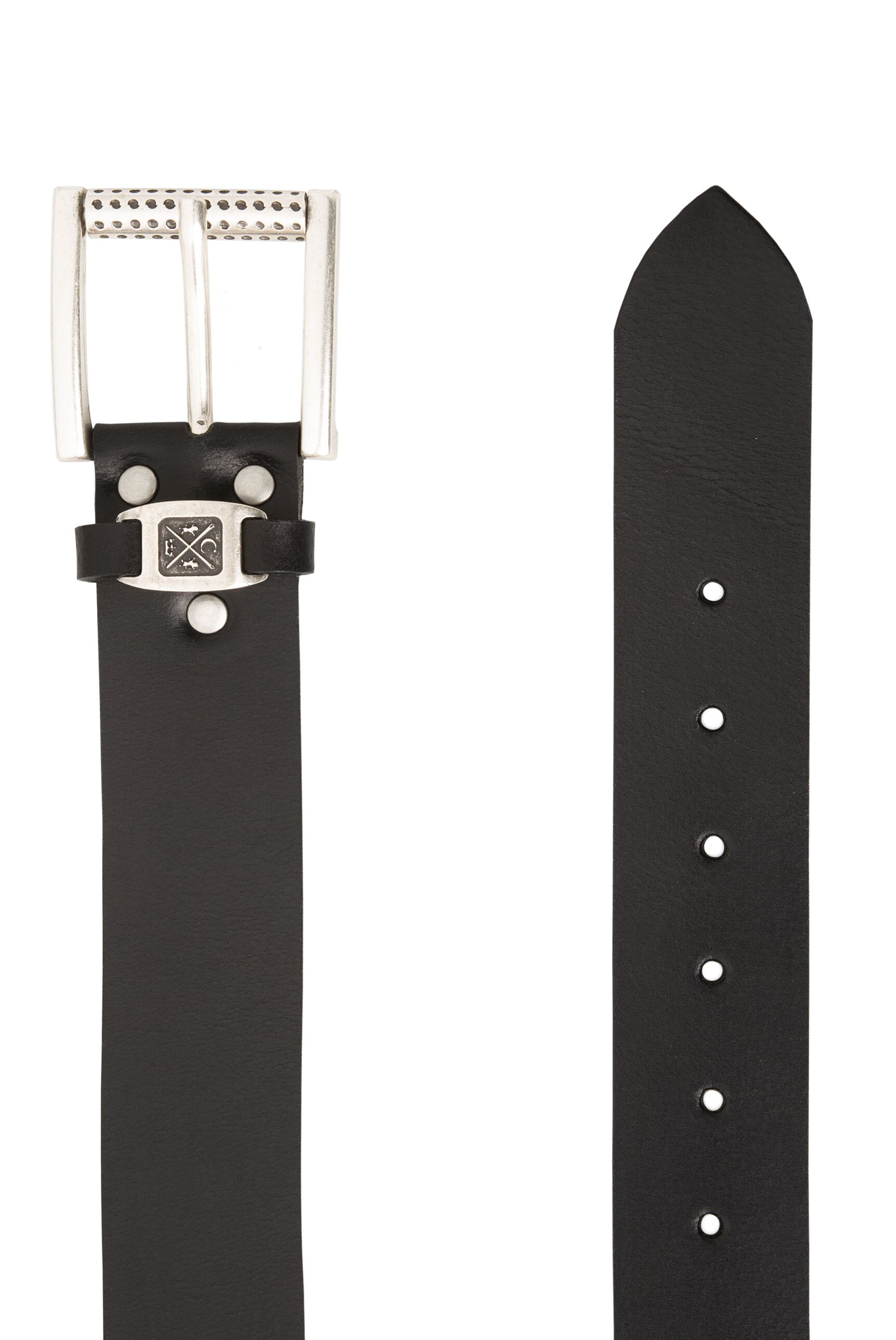Pasek ze skóry z metalowym logo - 3