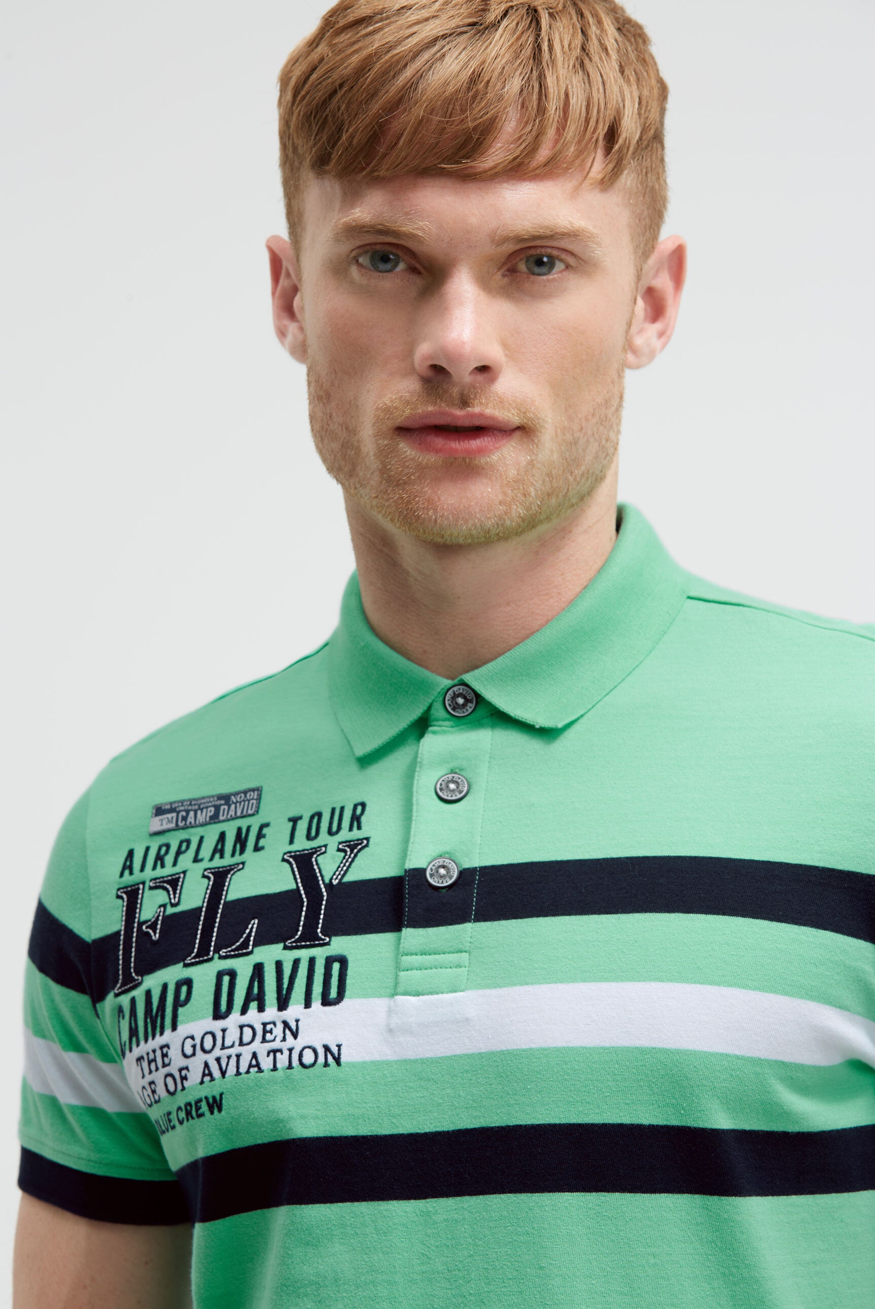 Krótki rękaw polo z paskowym wzorem i artworkami - 4