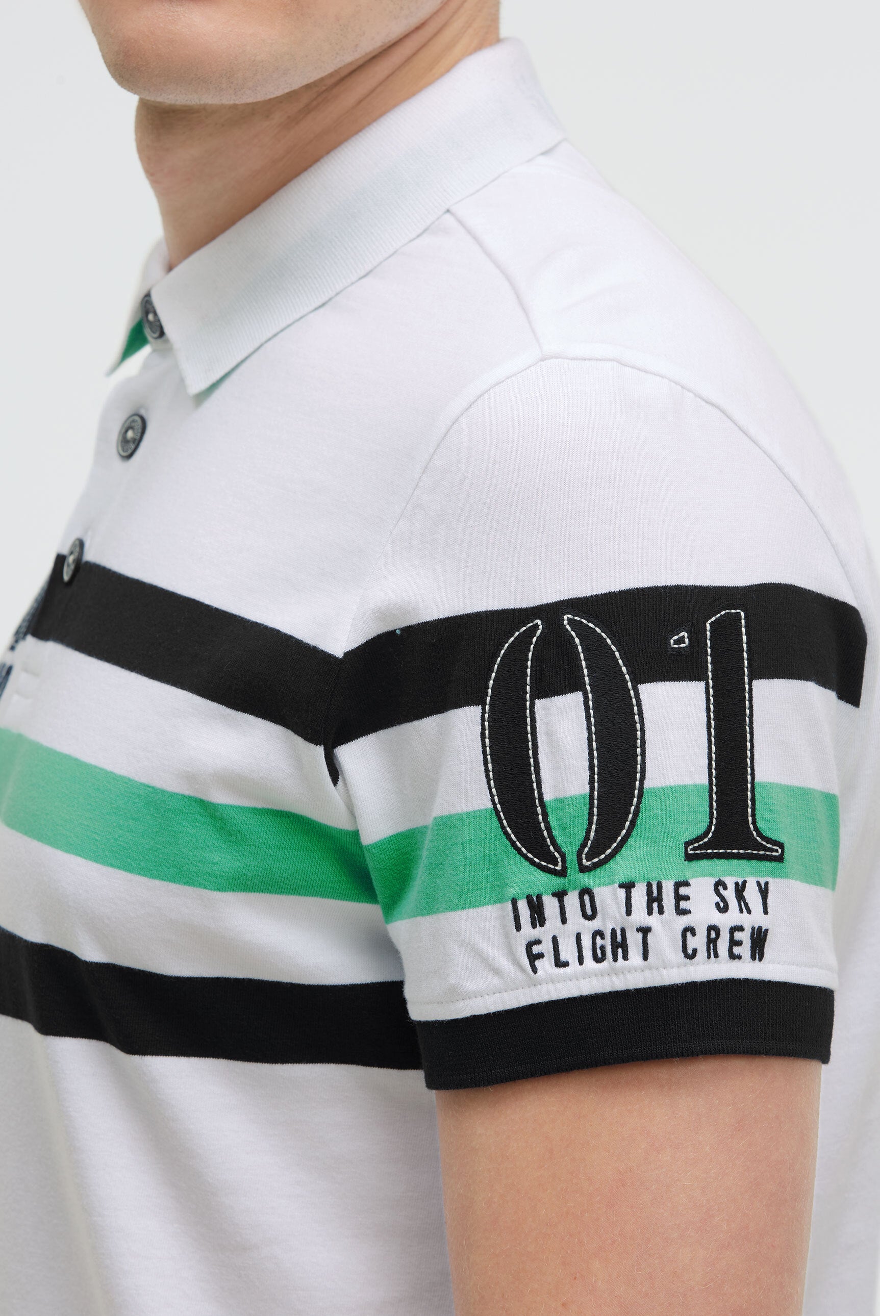 Krótki rękaw polo z paskowym wzorem i artworkami - 6