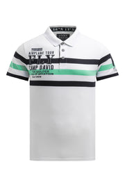 Krótki rękaw polo z paskowym wzorem i artworkami