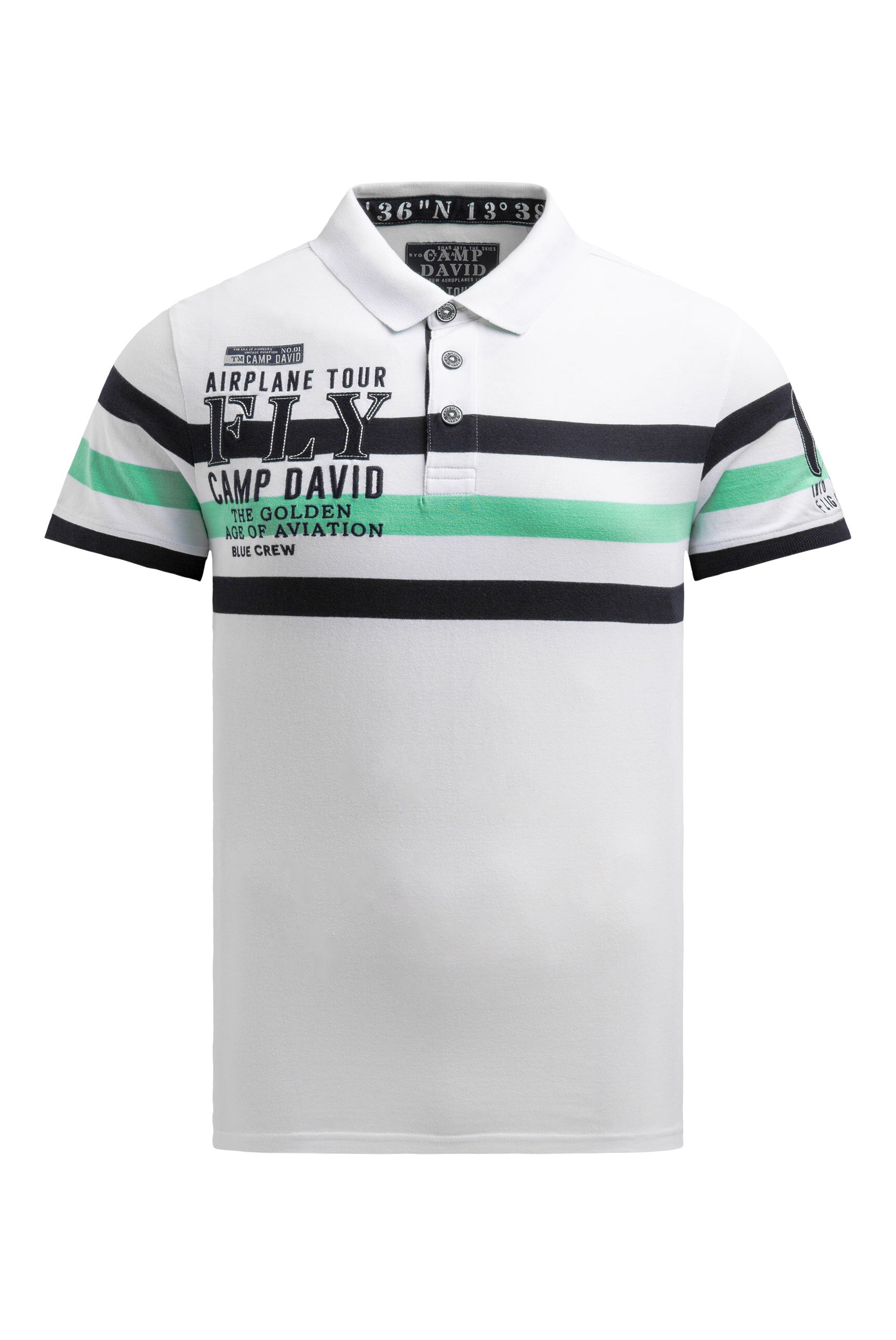 Krótki rękaw polo z paskowym wzorem i artworkami - 1