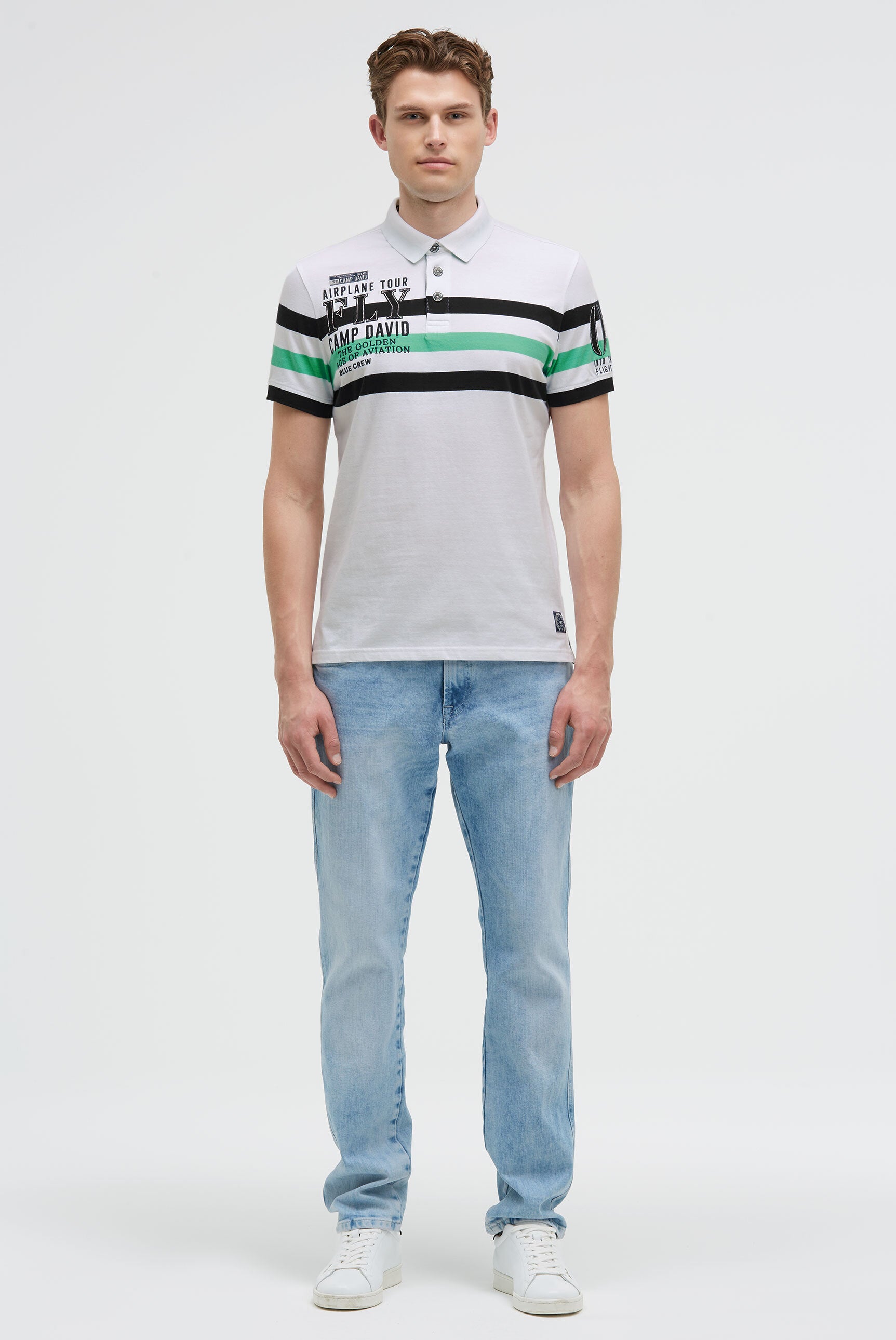 Krótki rękaw polo z paskowym wzorem i artworkami - 3