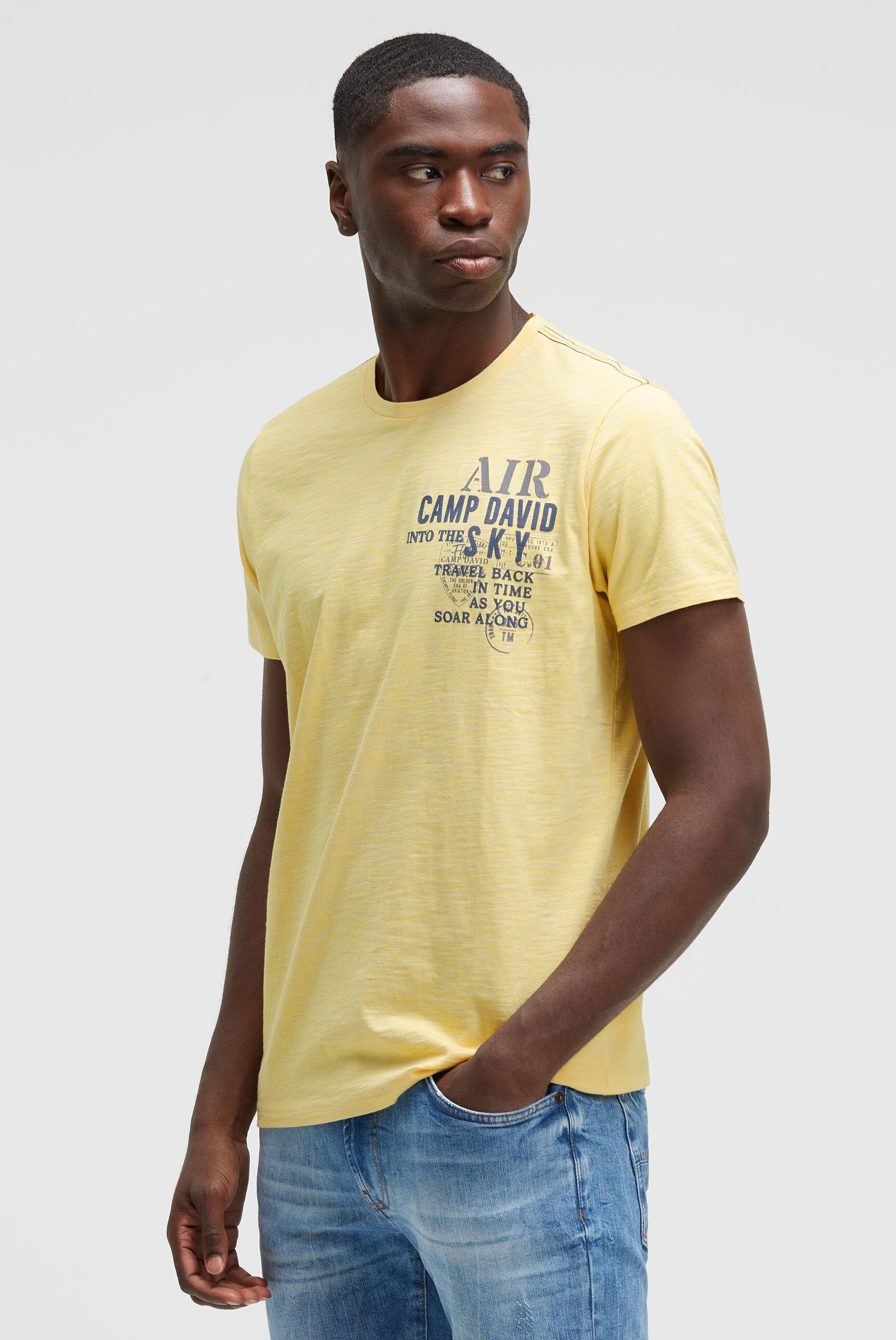 Koszulka z paskami i nadrukiem na plecach - 3