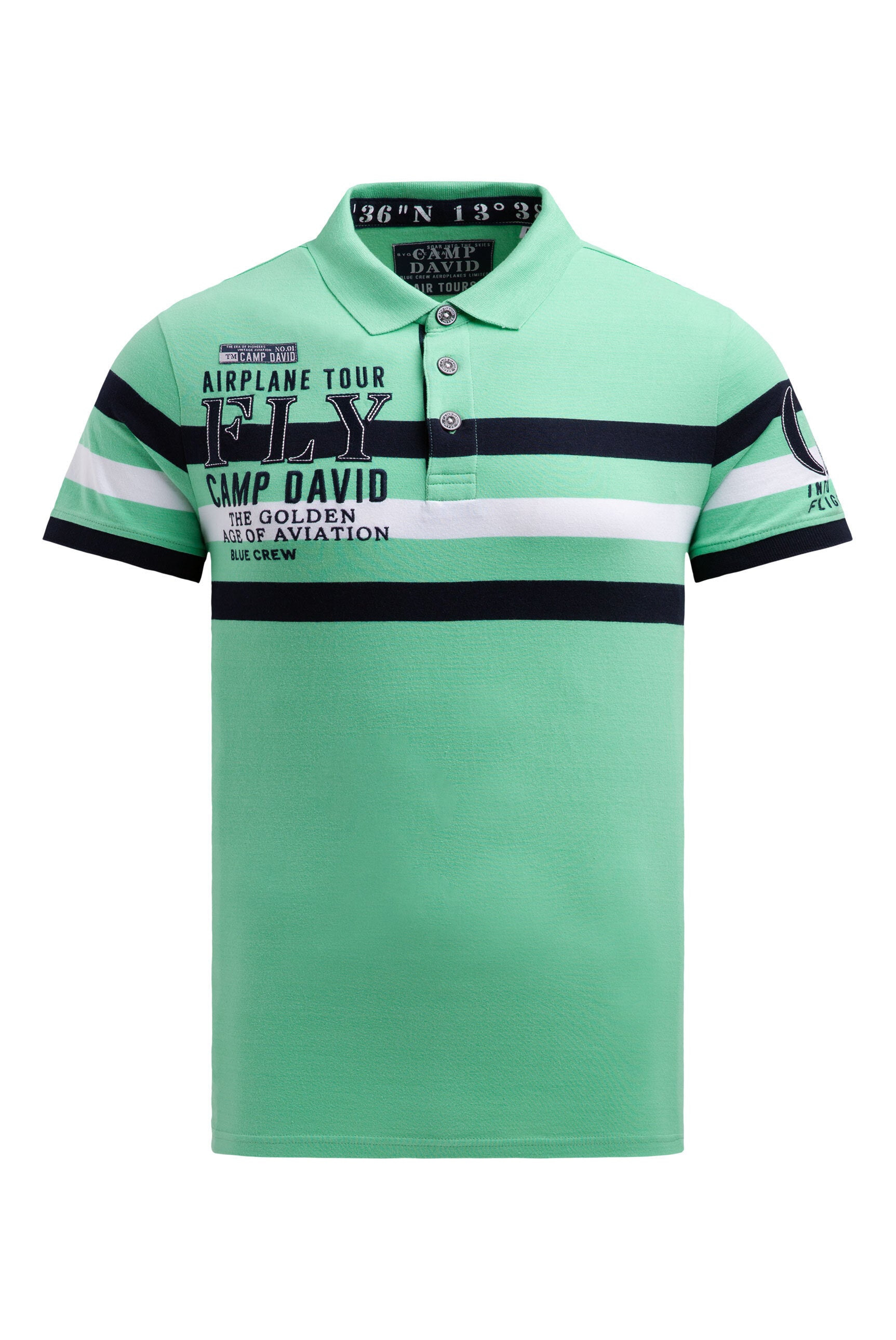 Krótki rękaw polo z paskowym wzorem i artworkami