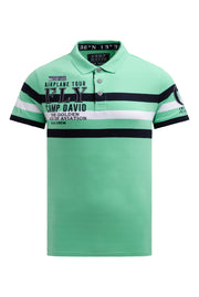 Krótki rękaw polo z paskowym wzorem i artworkami