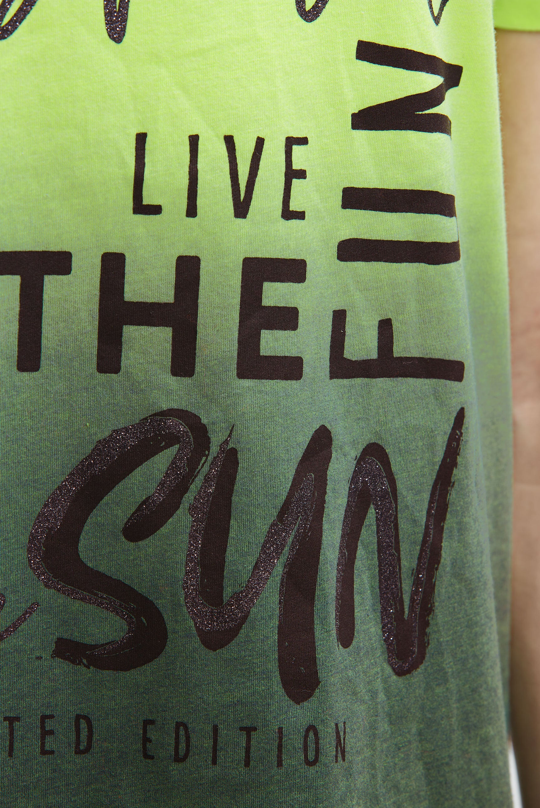 Koszulka z okrągłym dekoltem, efektem dip dye i brokatowym nadrukiem