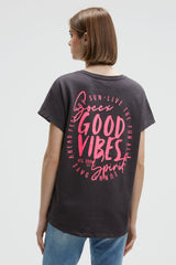 Bluzka bez rękawów oversize z nadrukiem z logo