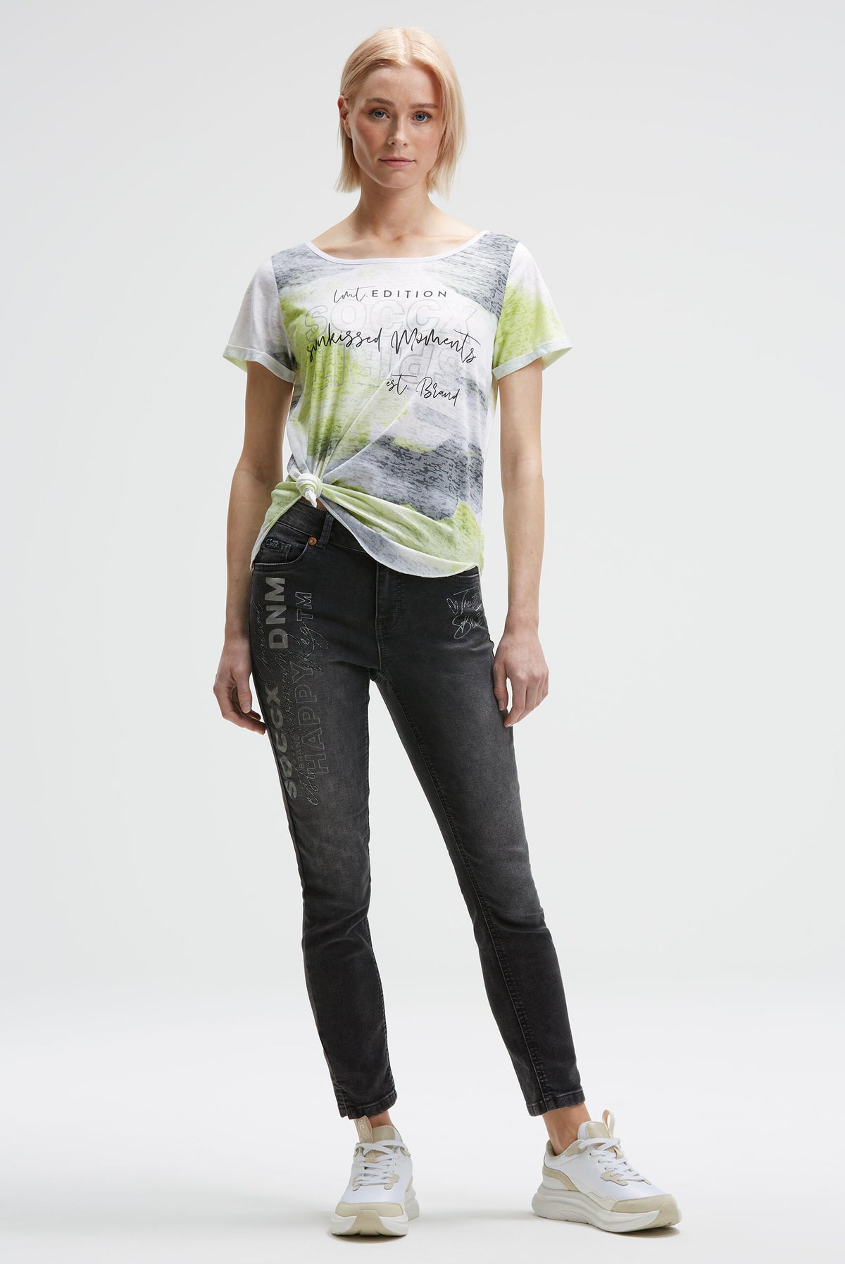 Ausbrenner-T-Shirt mit All Over Print electric lemon - 3