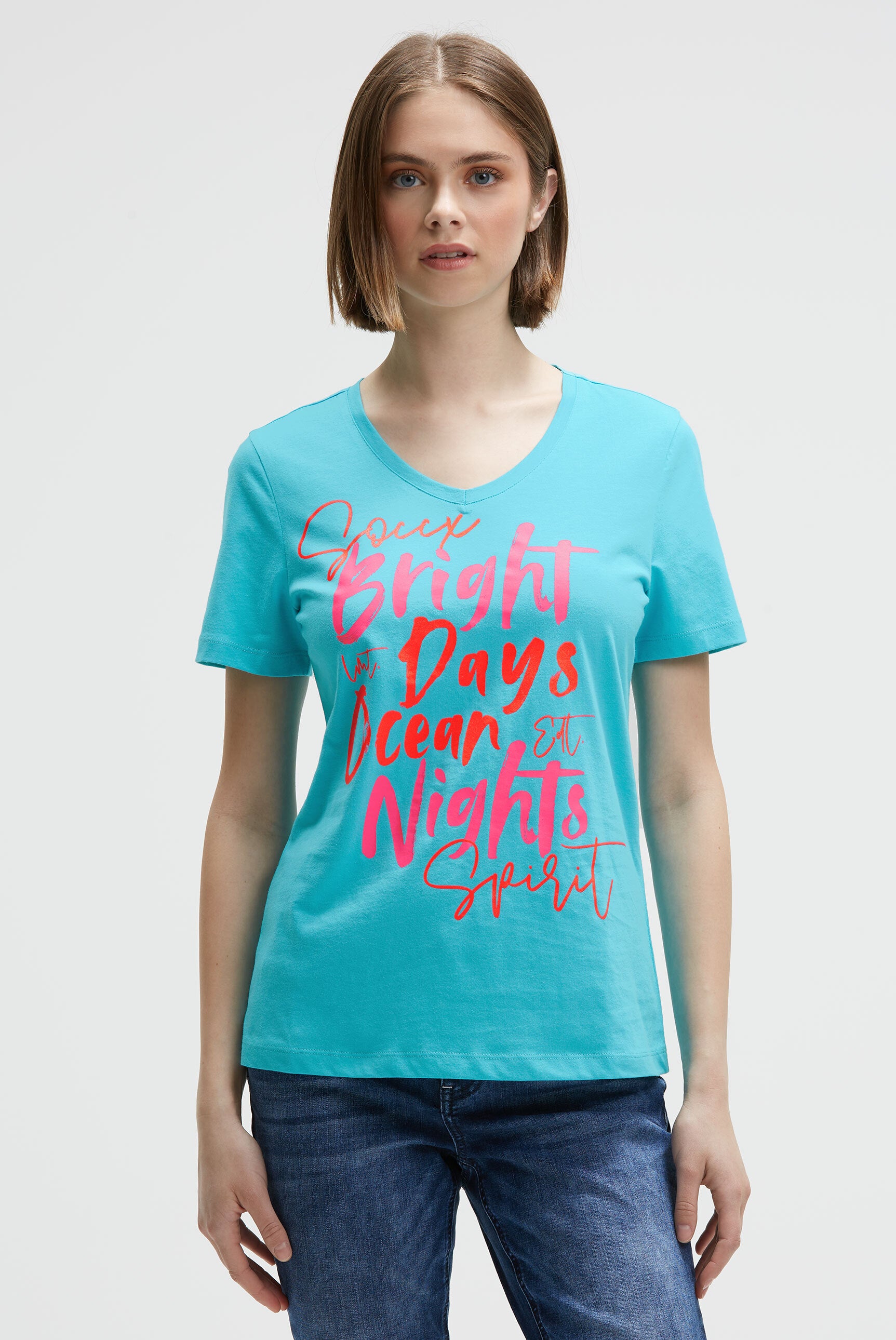 Koszulka z dekoltem w szpic i grafiką