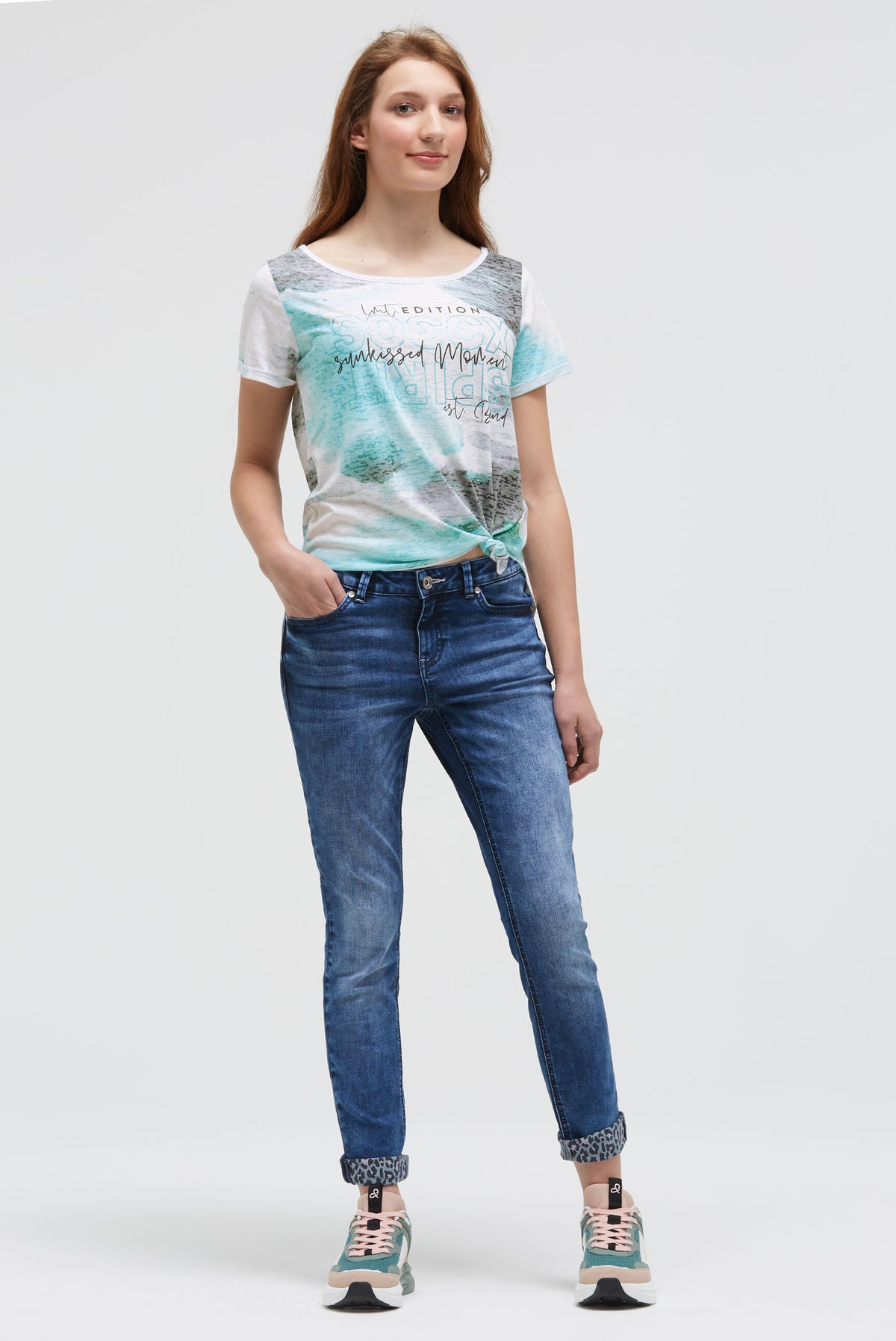 Ausbrenner-T-Shirt mit All Over Print ocean flash