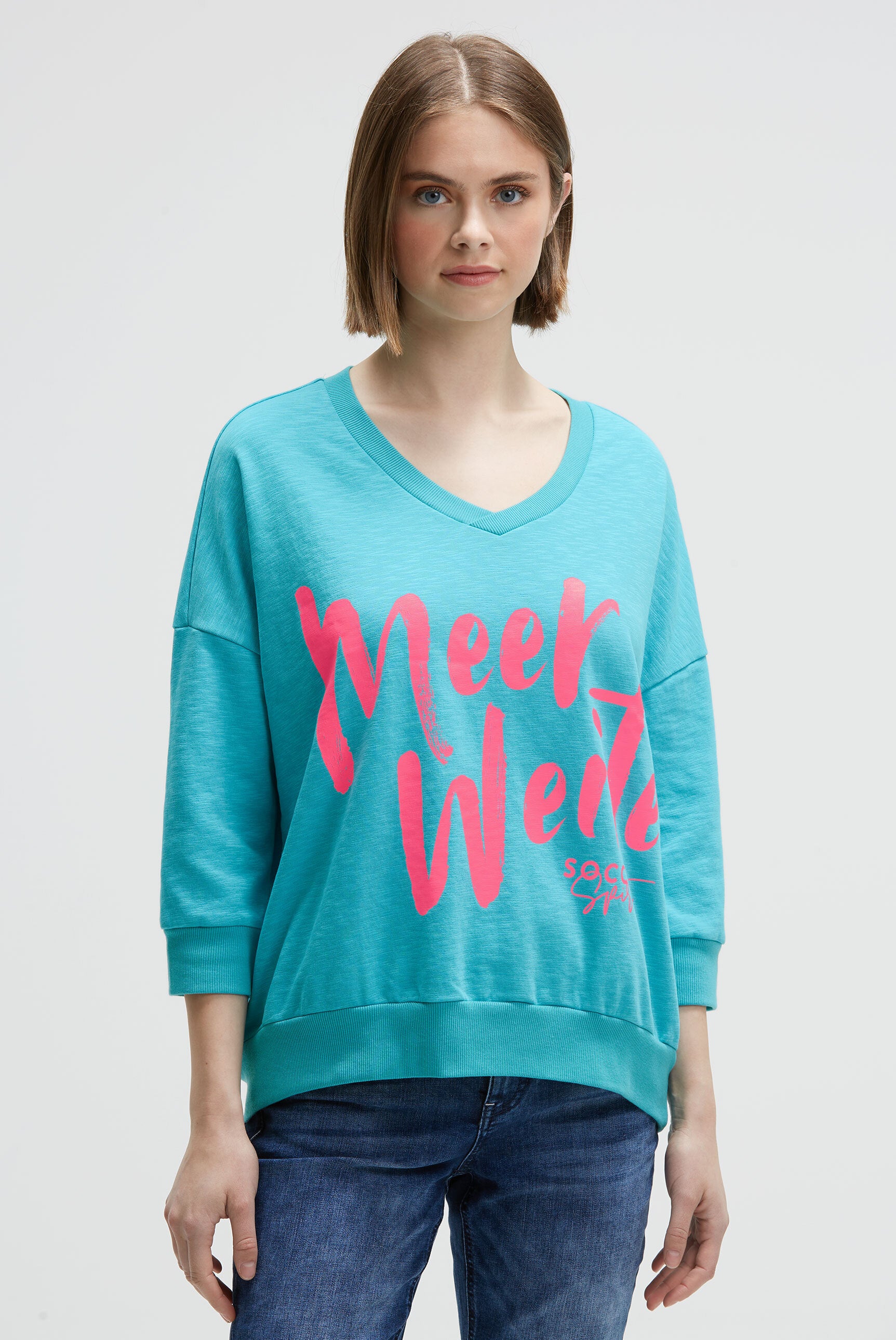 Oversized Sweatshirt mit V-Ausschnitt und Print ocean flash - 2