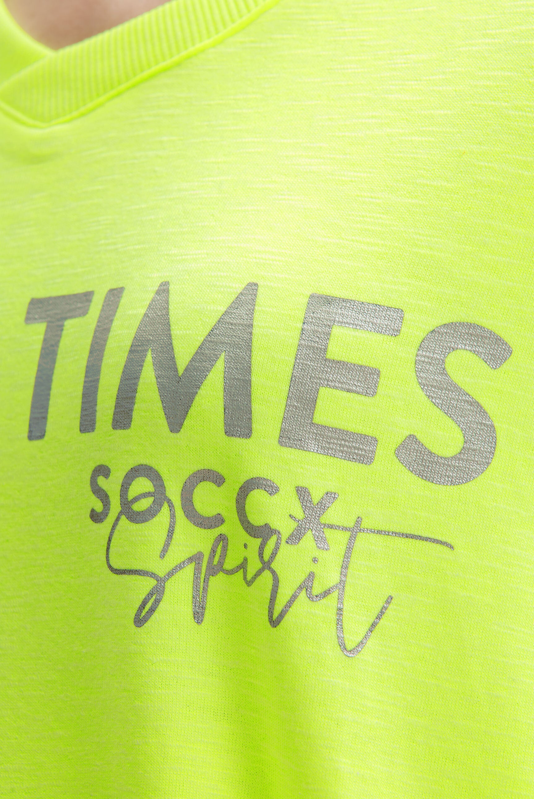 Oversized Sweatshirt mit V-Ausschnitt und Print electric lemon - 6