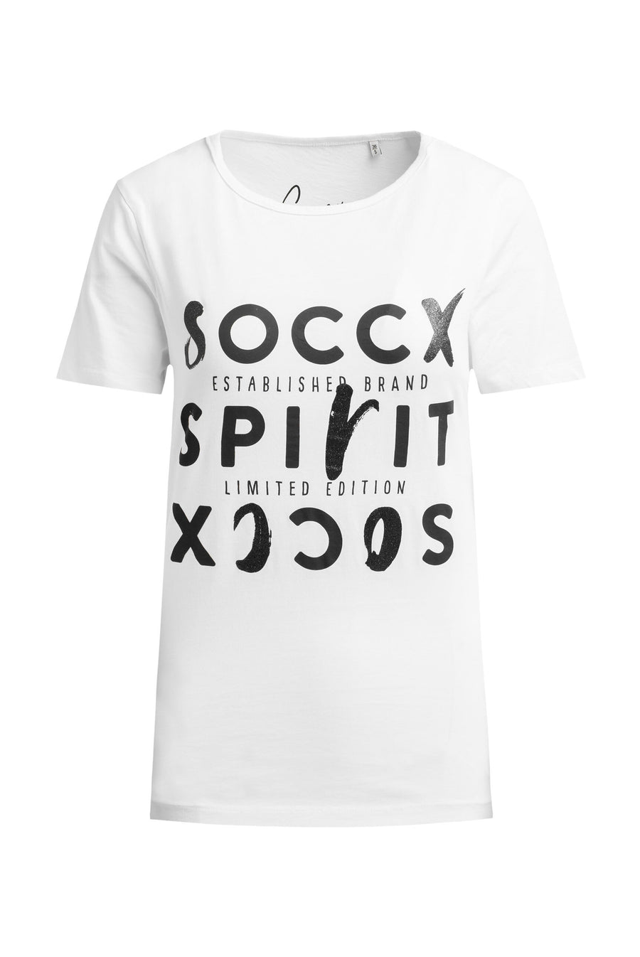 T-Shirt mit U-Boot-Ausschnitt und Artwork opticwhite