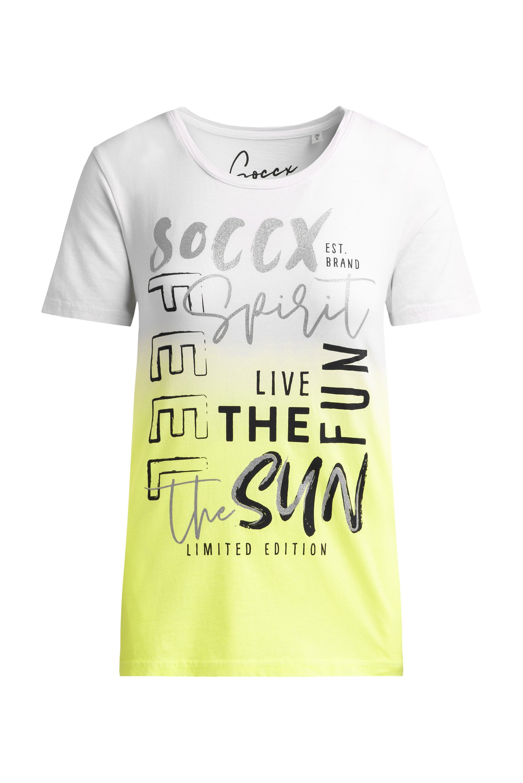 Koszulka z okrągłym dekoltem, efektem dip dye i brokatowym nadrukiem