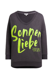 Bluza oversize z dekoltem w serek i nadrukiem