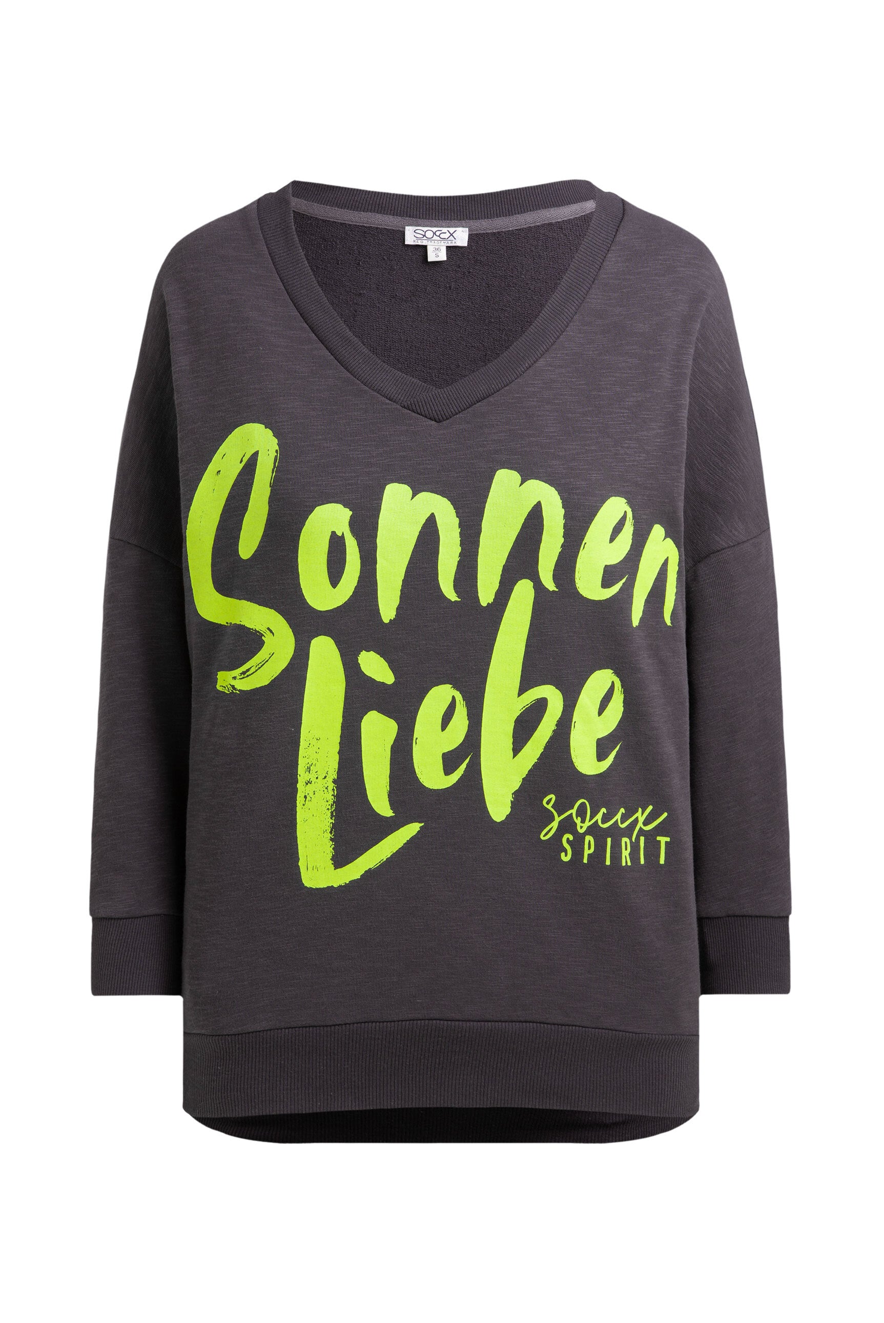 Bluza oversize z dekoltem w serek i nadrukiem - 1