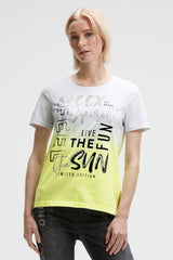 Koszulka z okrągłym dekoltem, efektem dip dye i brokatowym nadrukiem