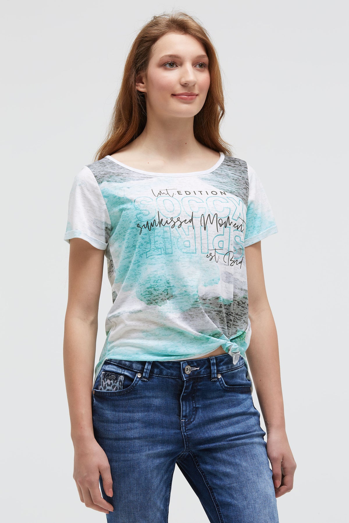 Ausbrenner-T-Shirt mit All Over Print ocean flash