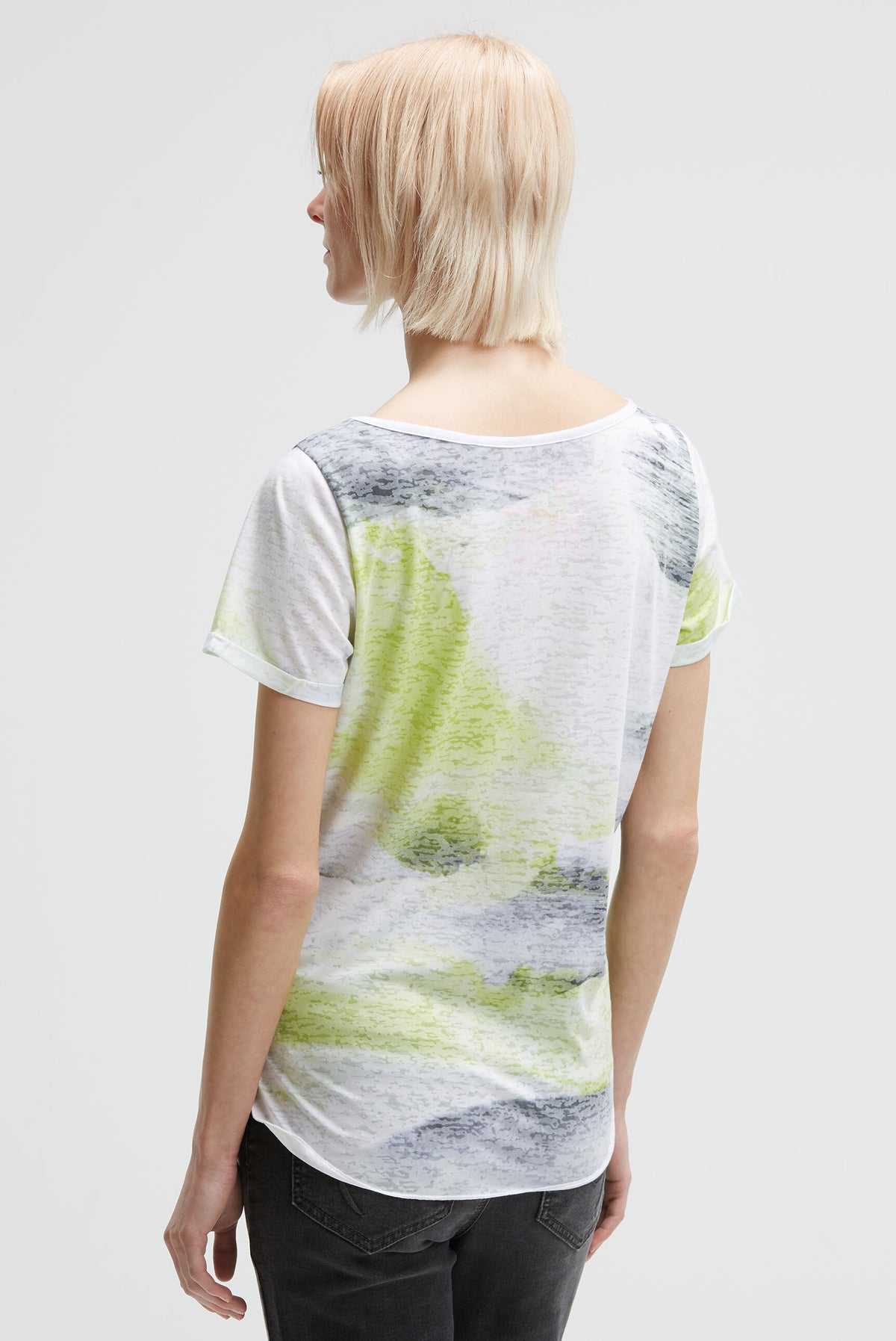 Ausbrenner-T-Shirt mit All Over Print electric lemon