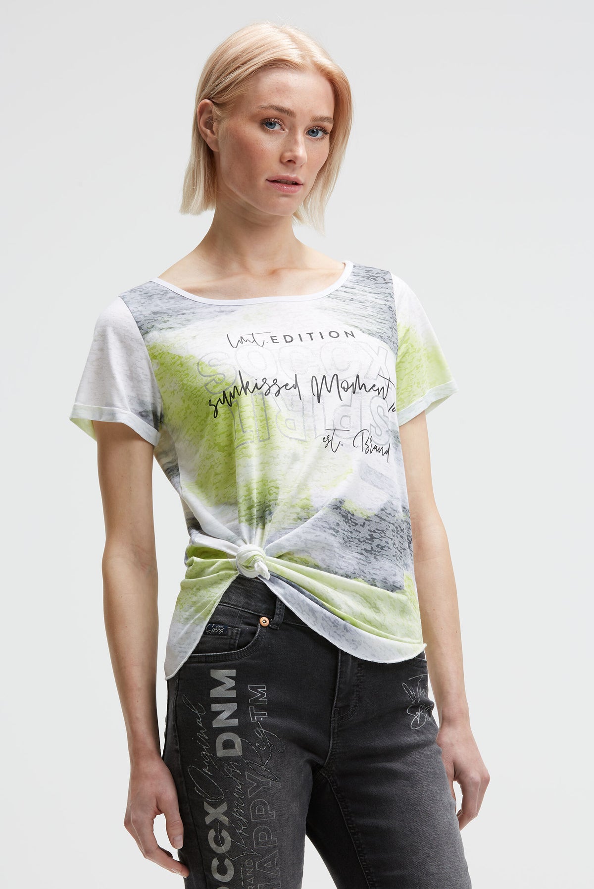 Ausbrenner-T-Shirt mit All Over Print electric lemon - 2