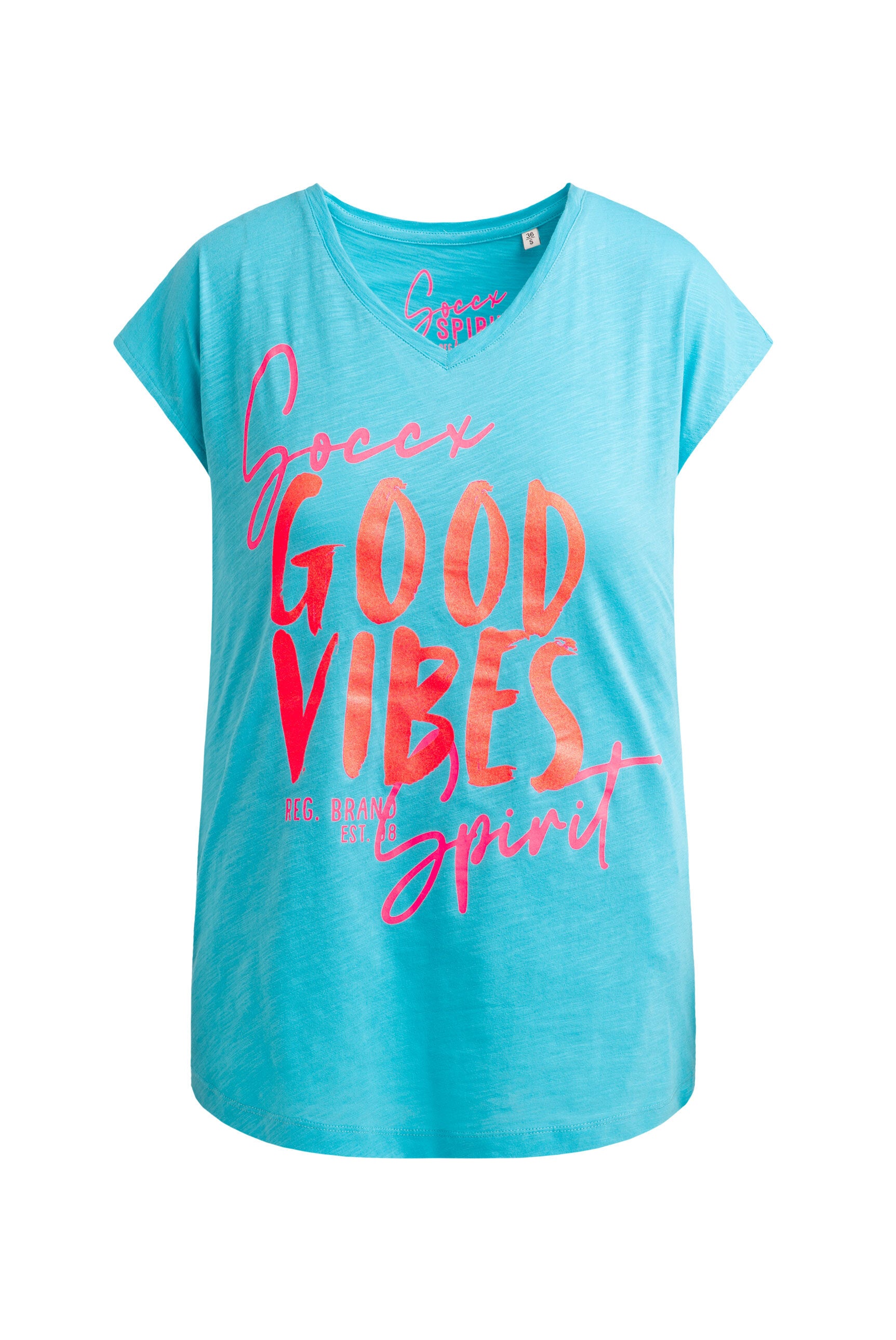 Koszulka bez rękawów z dekoltem w serek i nadrukami - 1