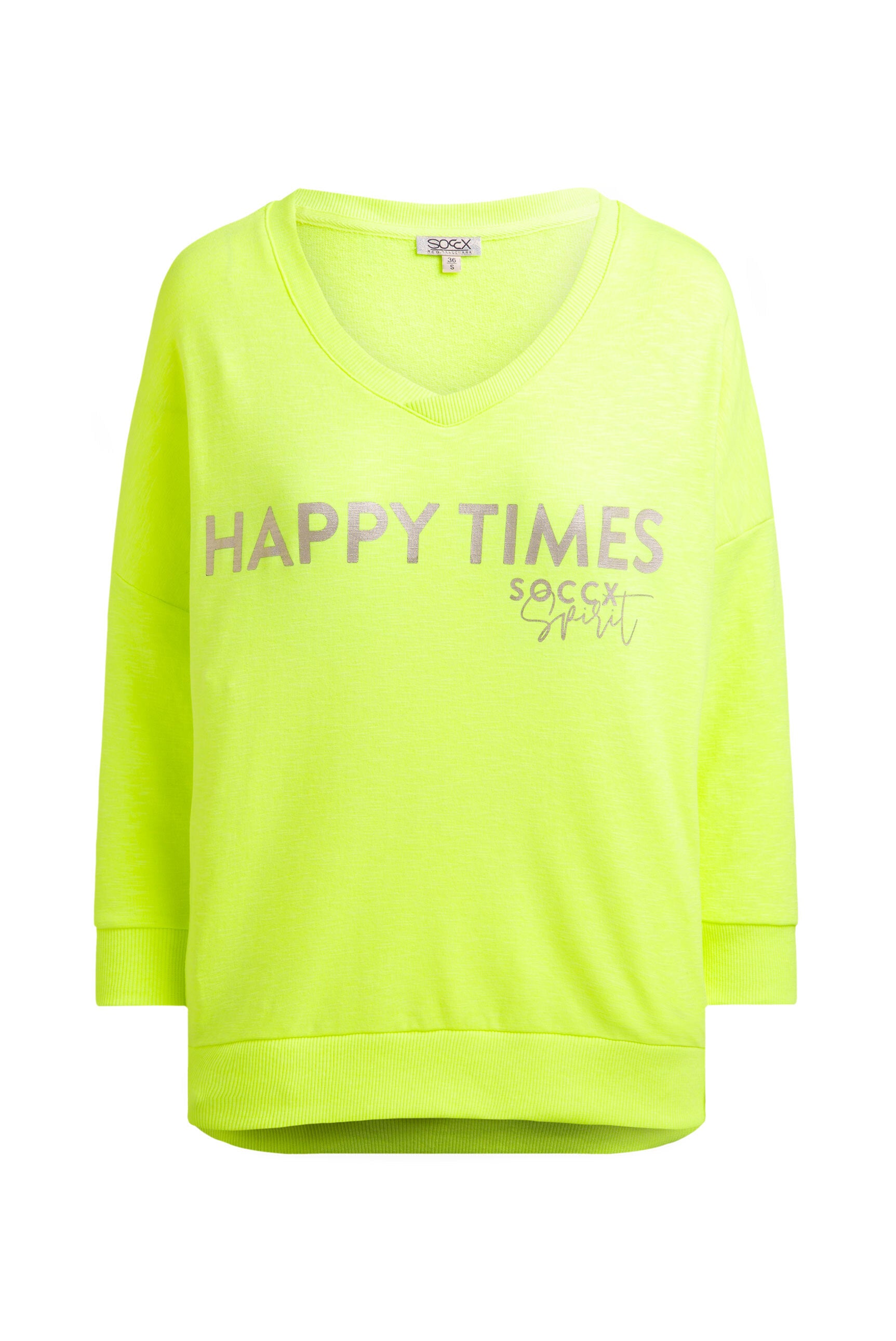 Oversized Sweatshirt mit V-Ausschnitt und Print electric lemon - 1