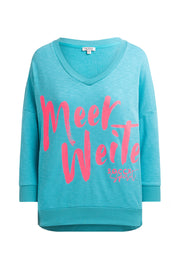 Oversized Sweatshirt mit V-Ausschnitt und Print ocean flash