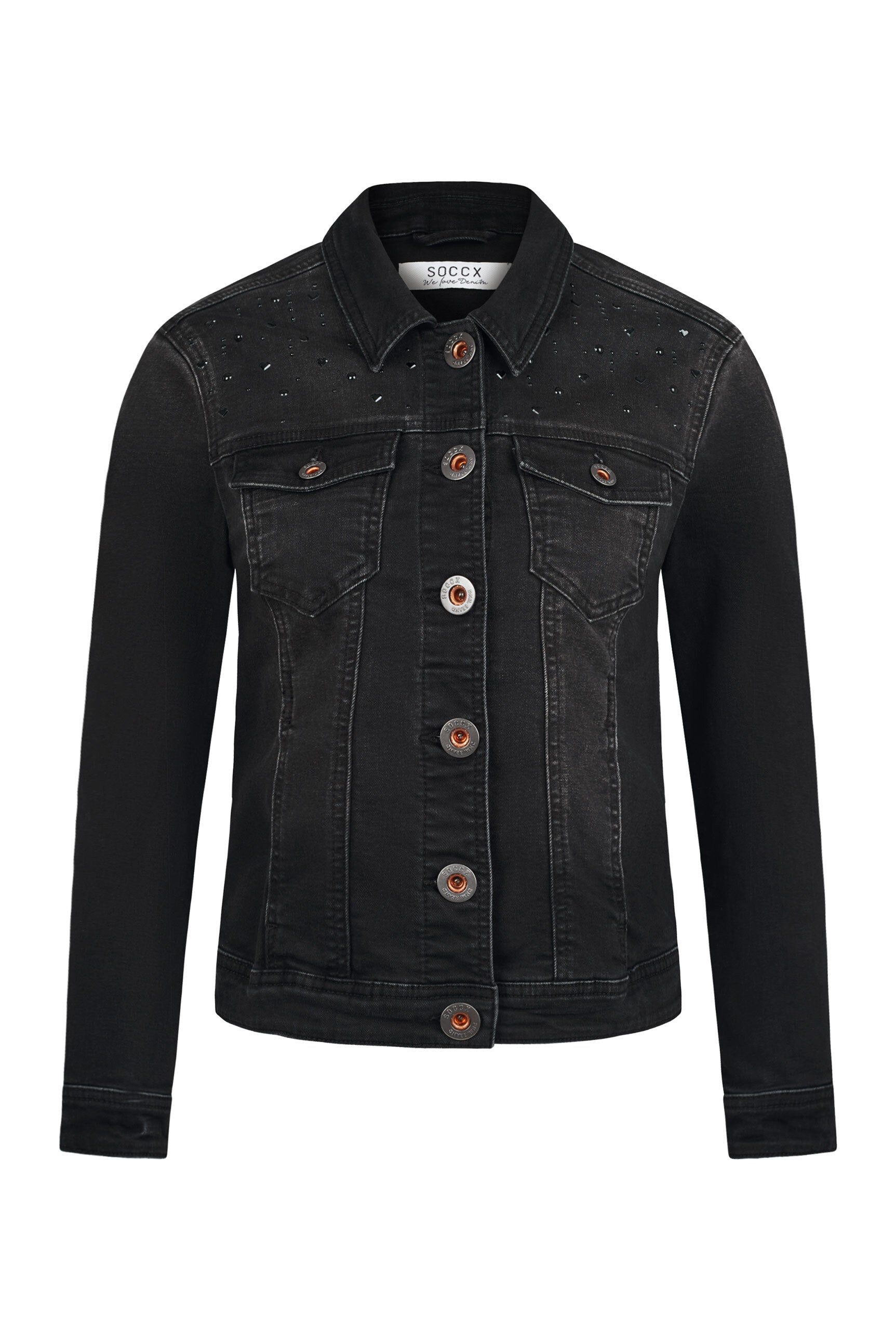 Jeansjacke JU:NE mit Schmucksteinen black washed metal - 1