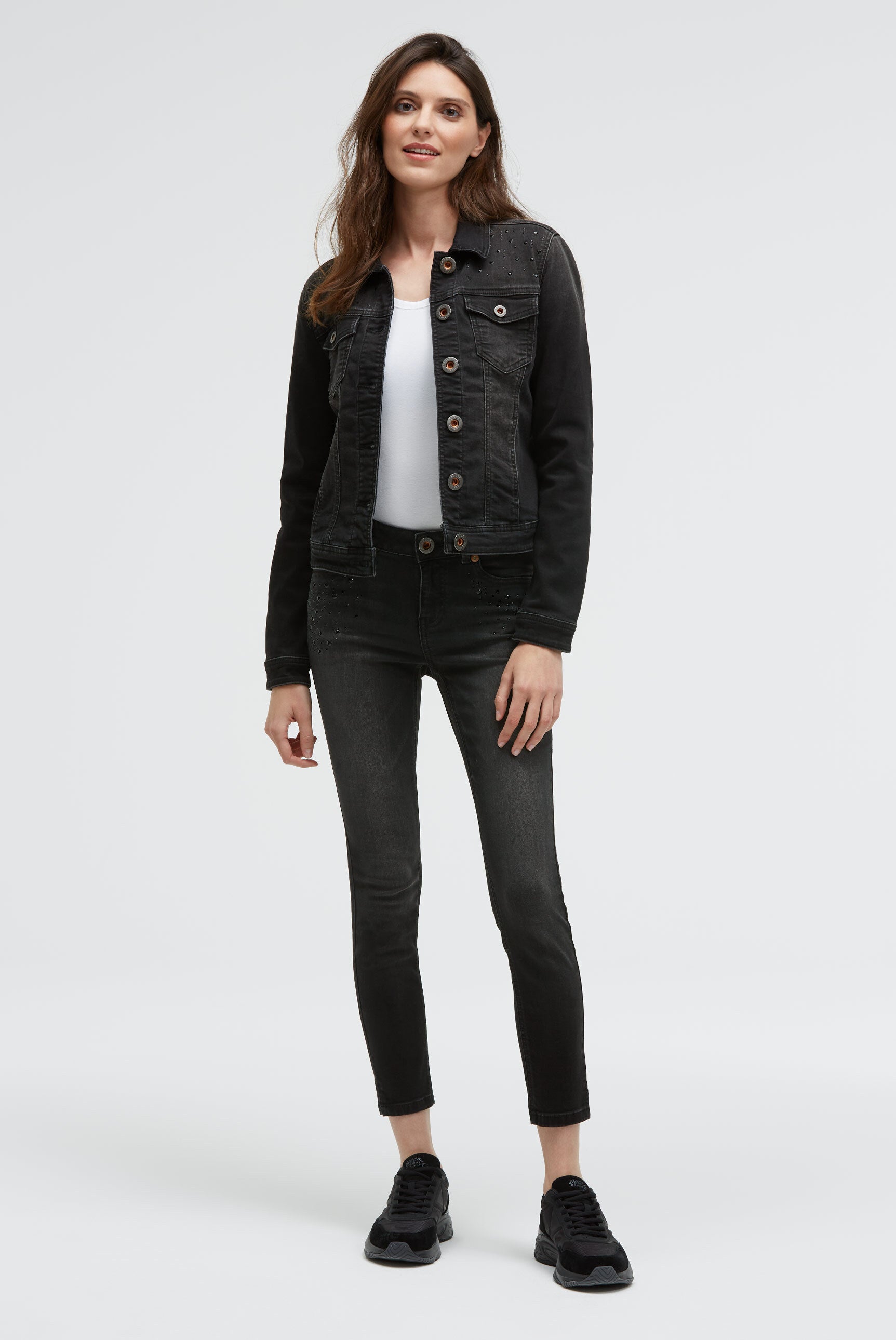 Jeansjacke JU:NE mit Schmucksteinen black washed metal - 3